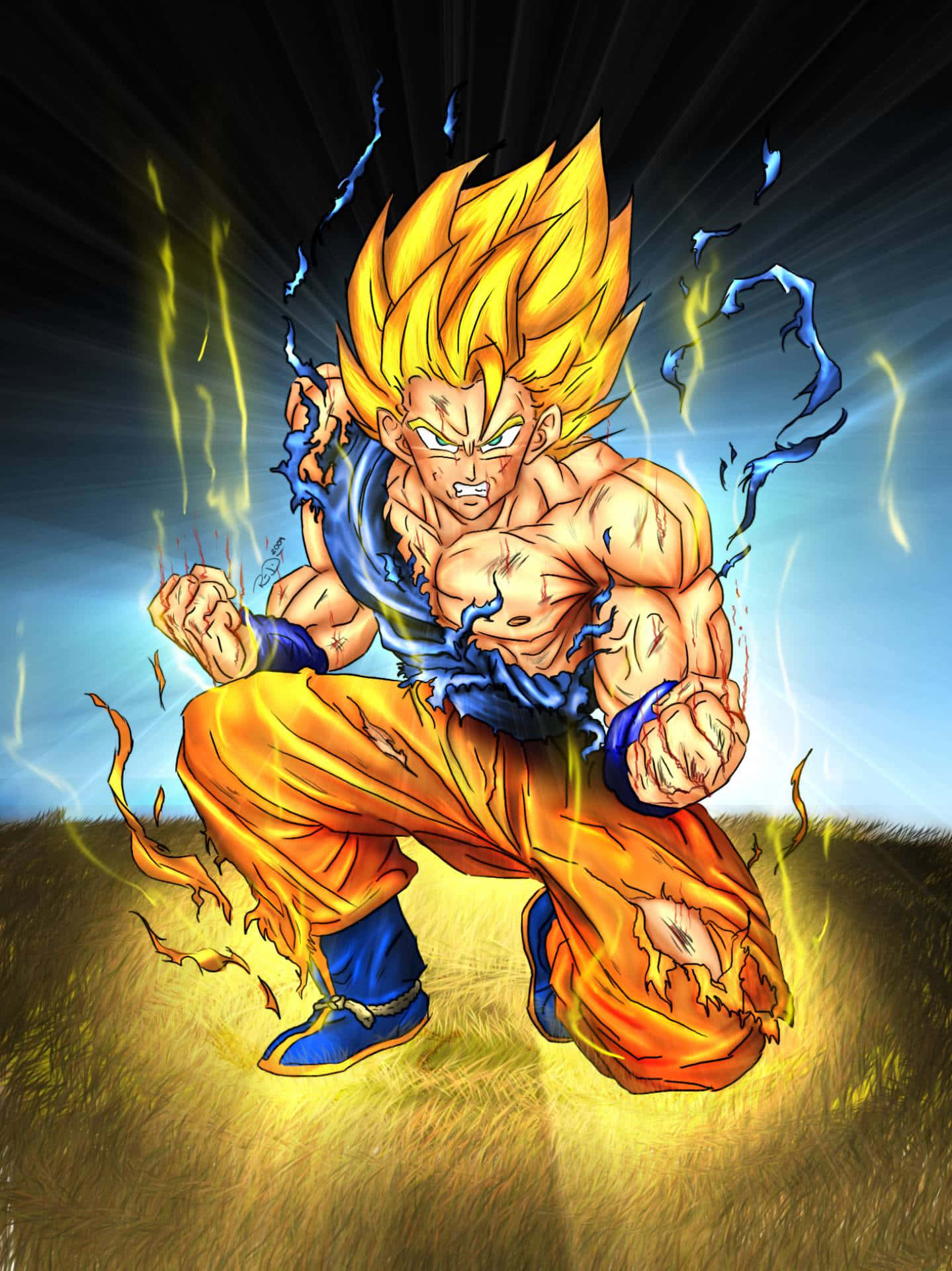 Dragon Ball Z Goku Turning Super Saiyan Background