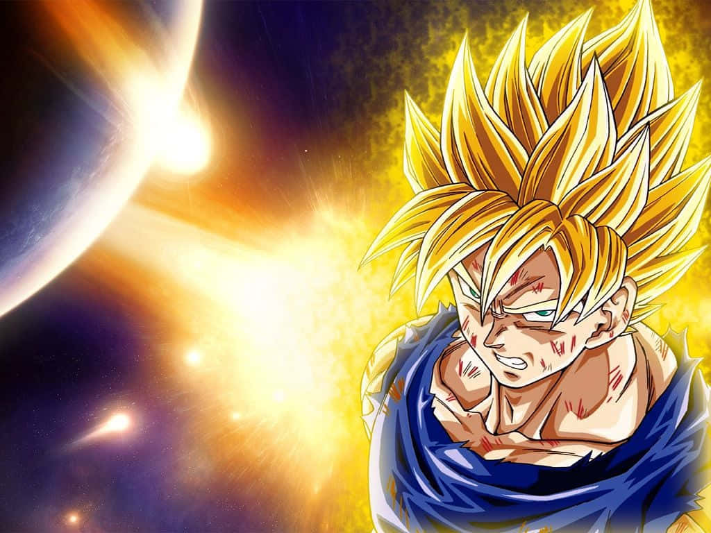 Dragon Ball Z Goku Wounded Super Saiyan Background