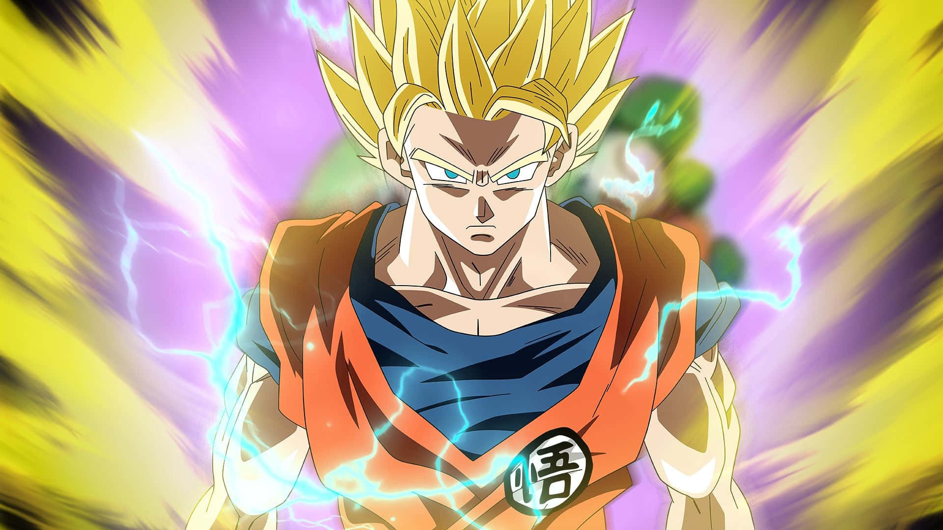Dragon Ball Z Super Saiyan Goku In Purple Yellow Background