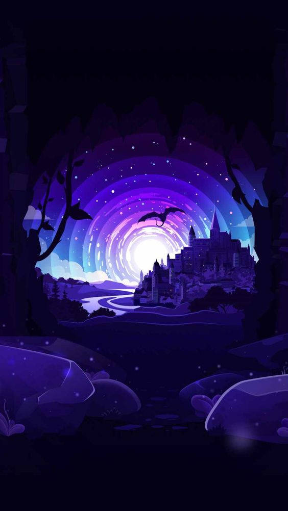 Dragon Castle In Dark Neon Iphone Background