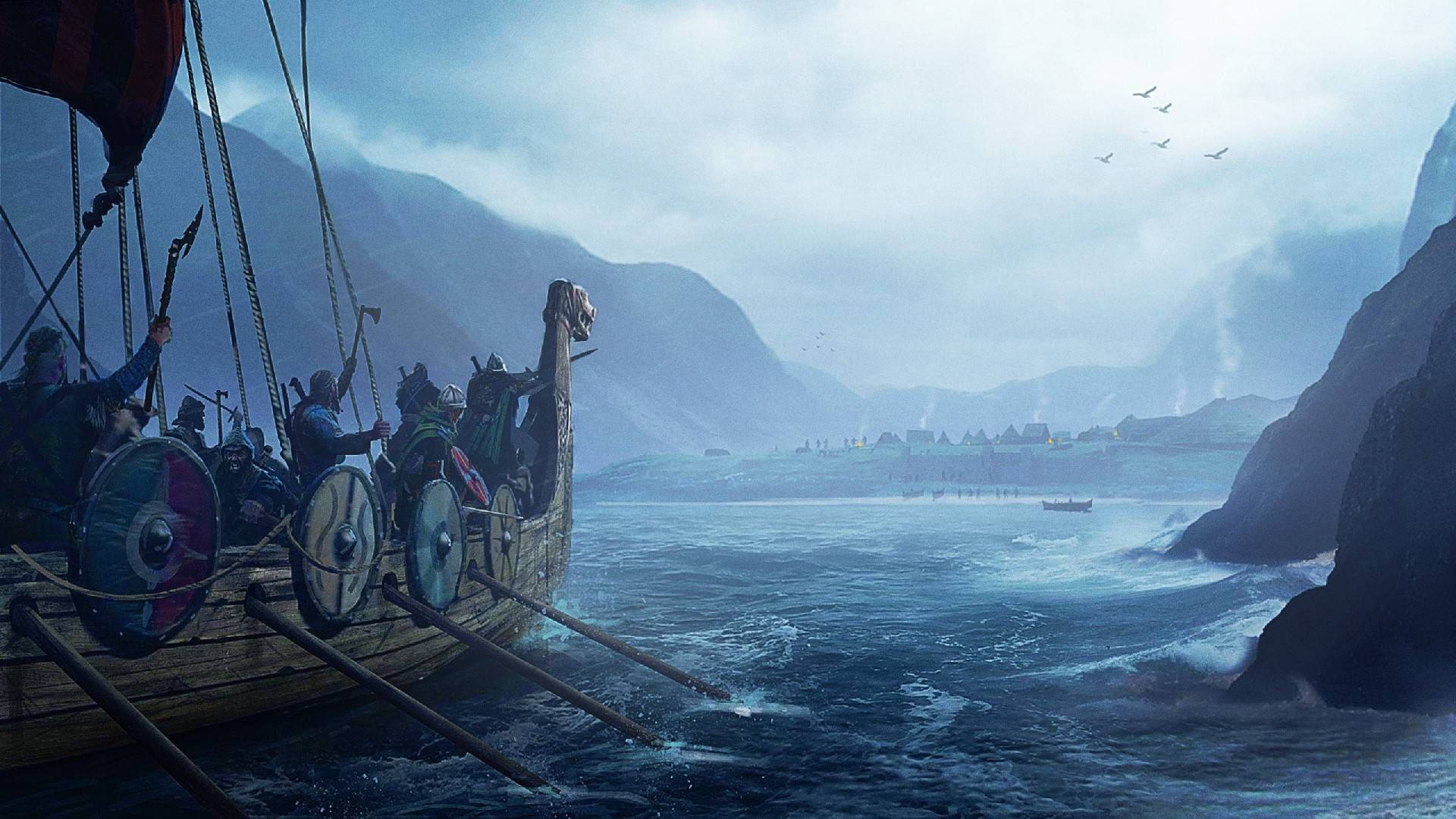 Dragon Head Viking Ship Background