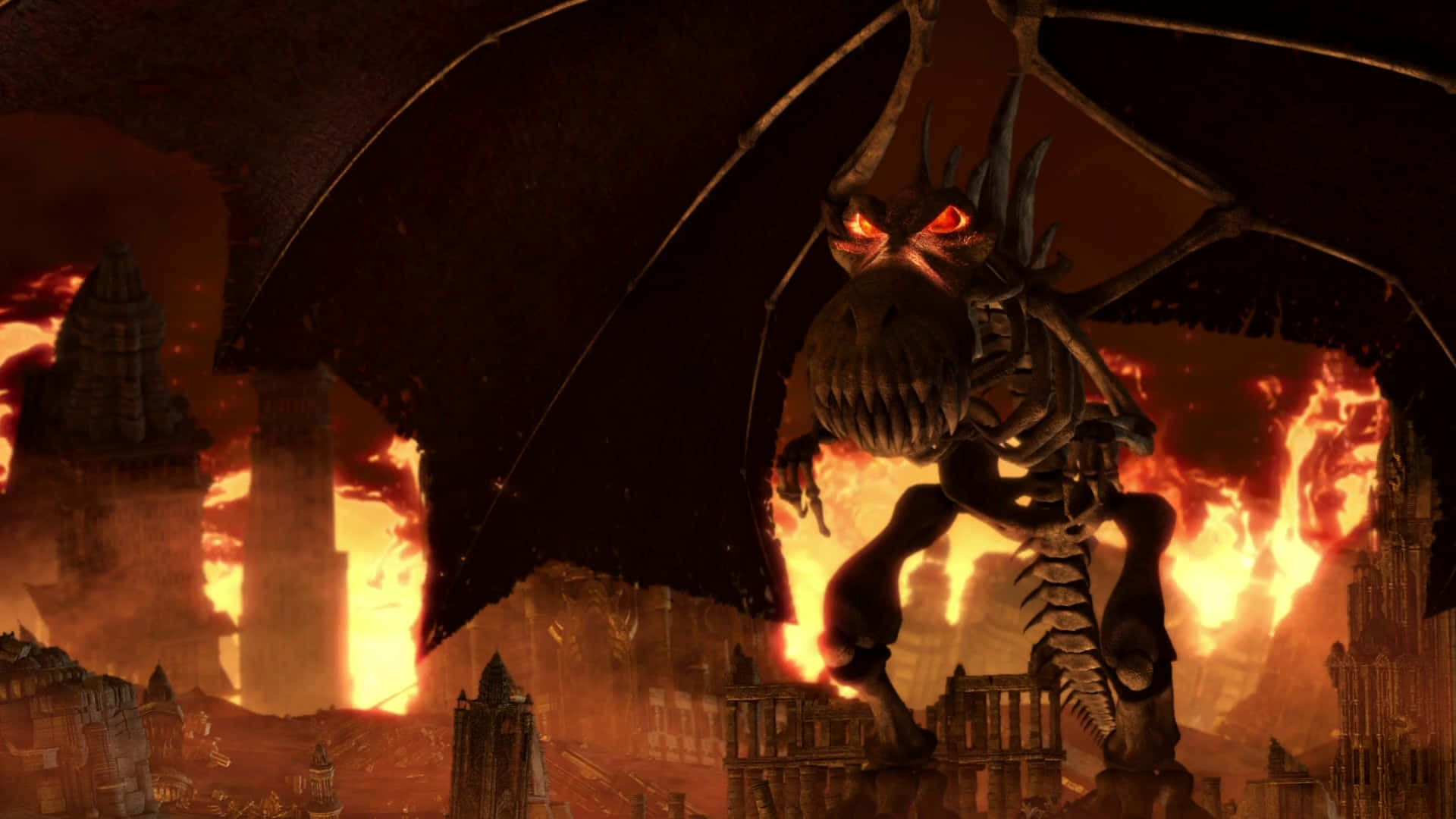Dragon Hunters World Eater And Burning City Background