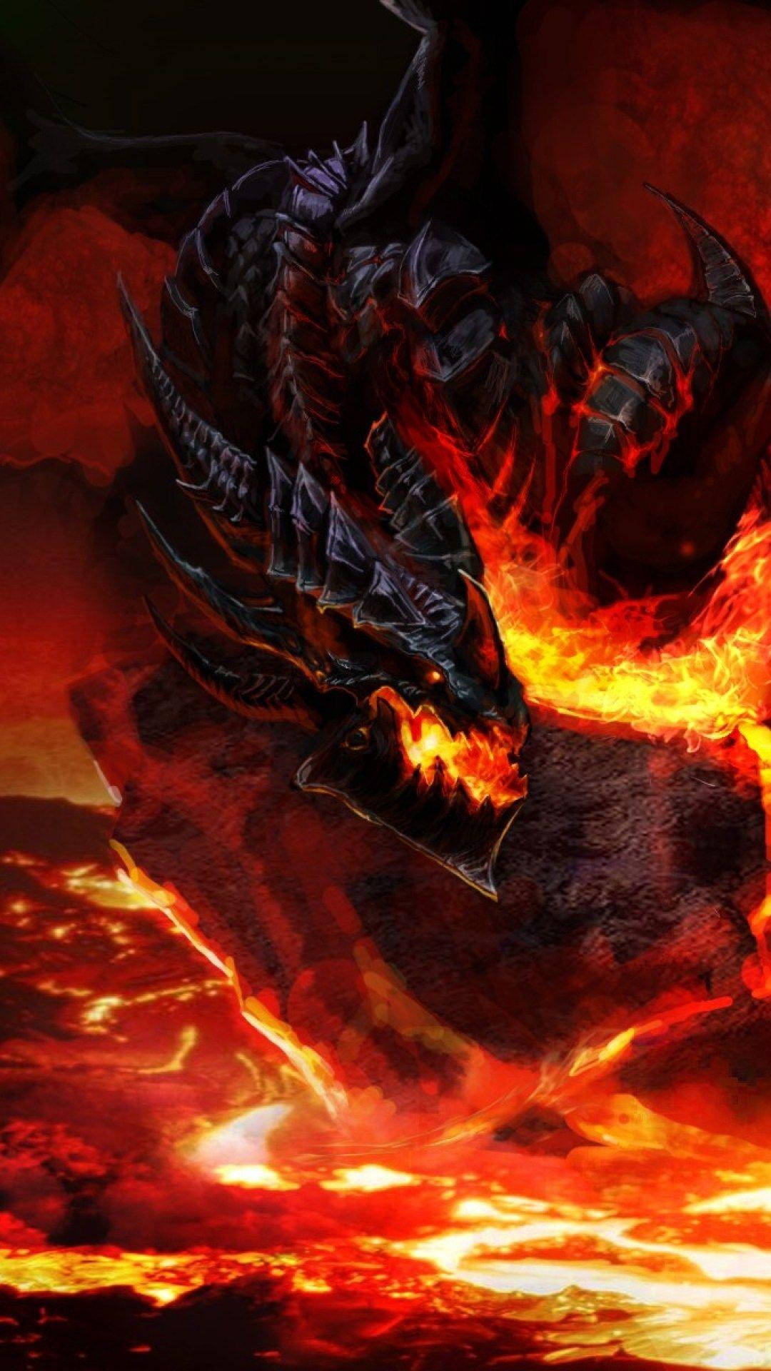 Dragon In Fire For Iphone Screens Background