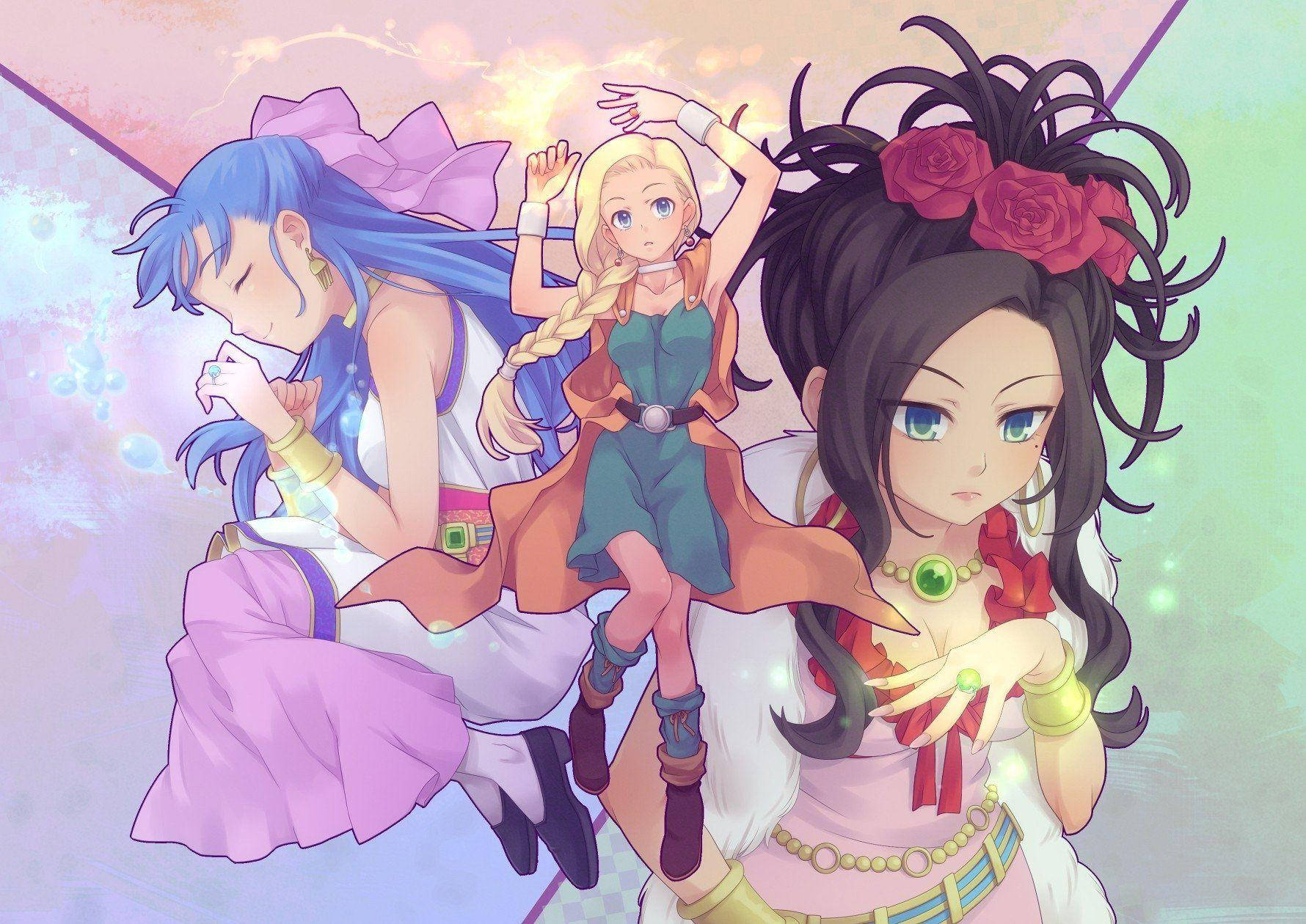 Dragon Quest V Bianca, Debora, And Nera Background