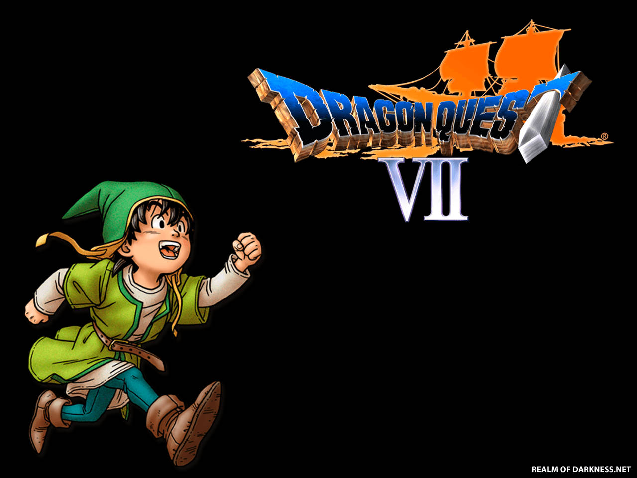 Dragon Quest Vii Hero Black Background Background