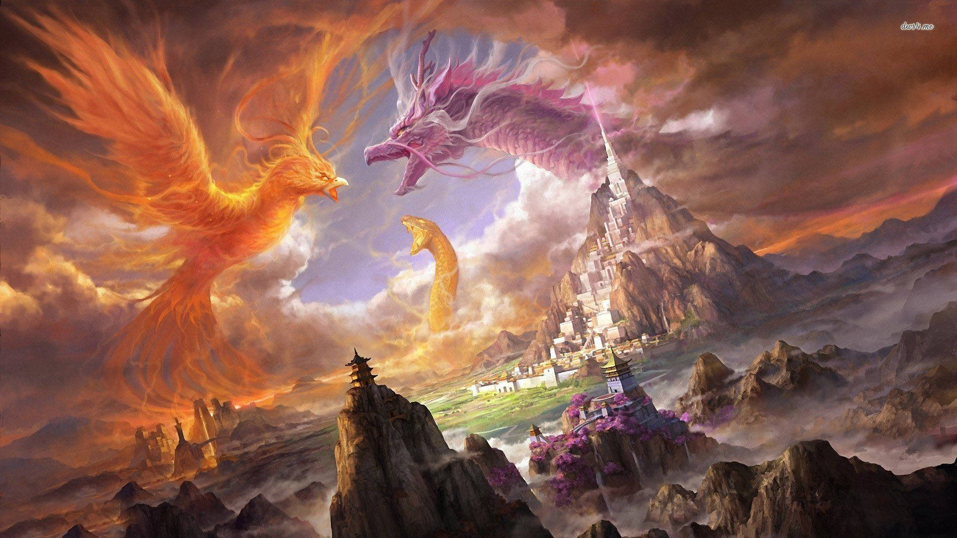 Dragon Vs Phoenix Background