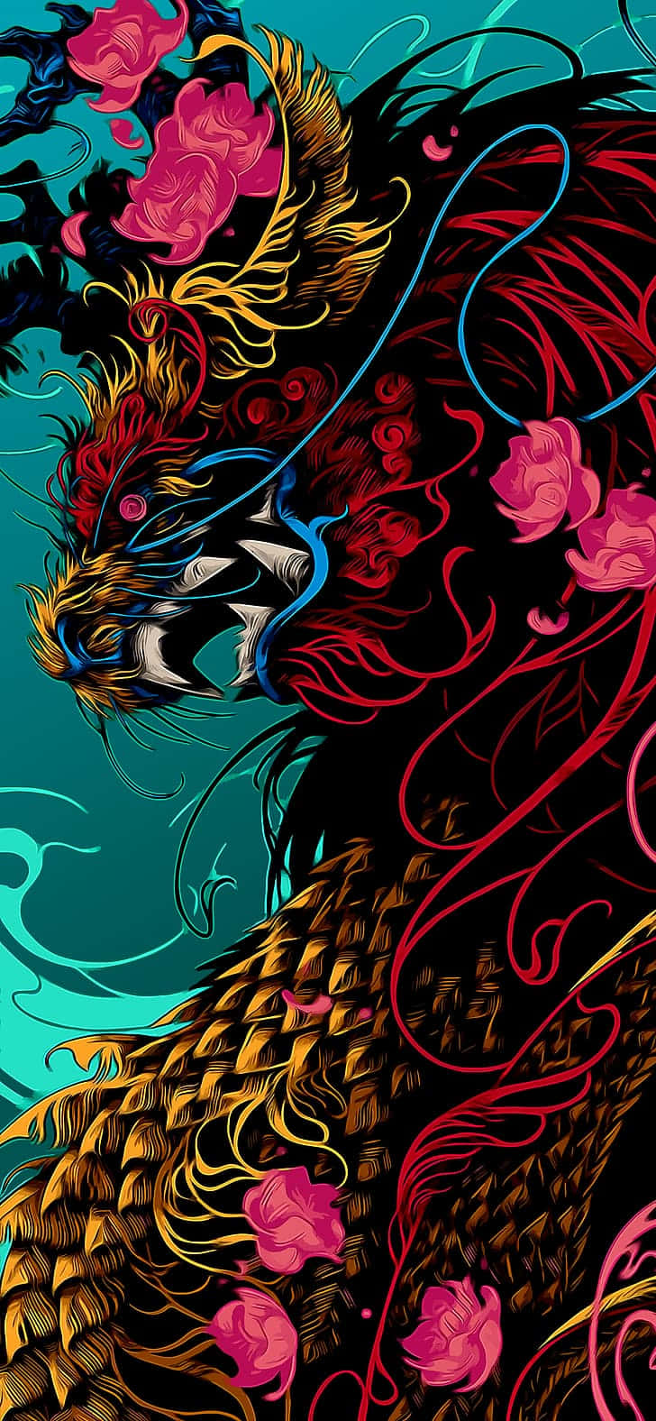 Dragon With Flowers 8k Ultra Hd Amoled Background