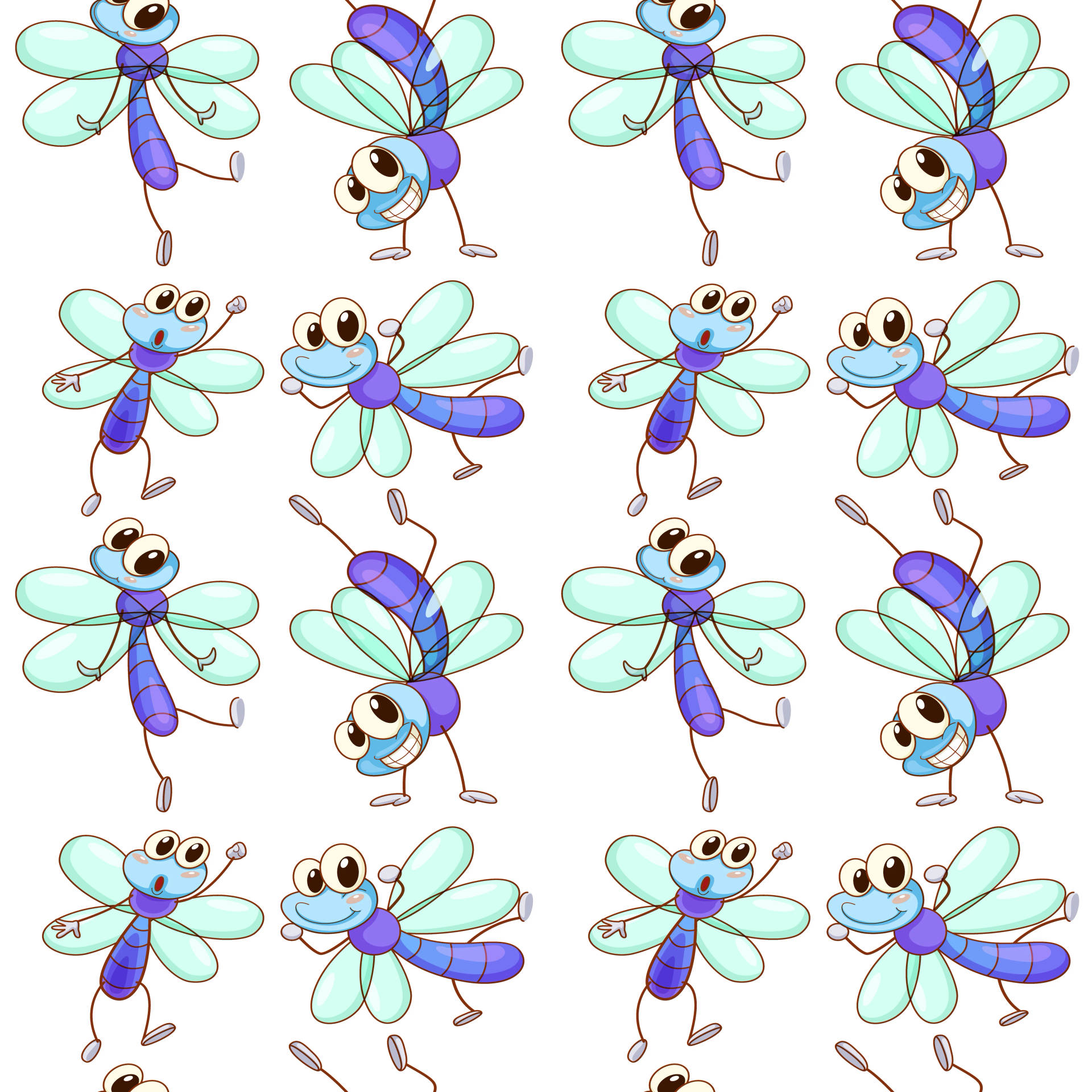 Dragonfly Cartoon Pattern Background