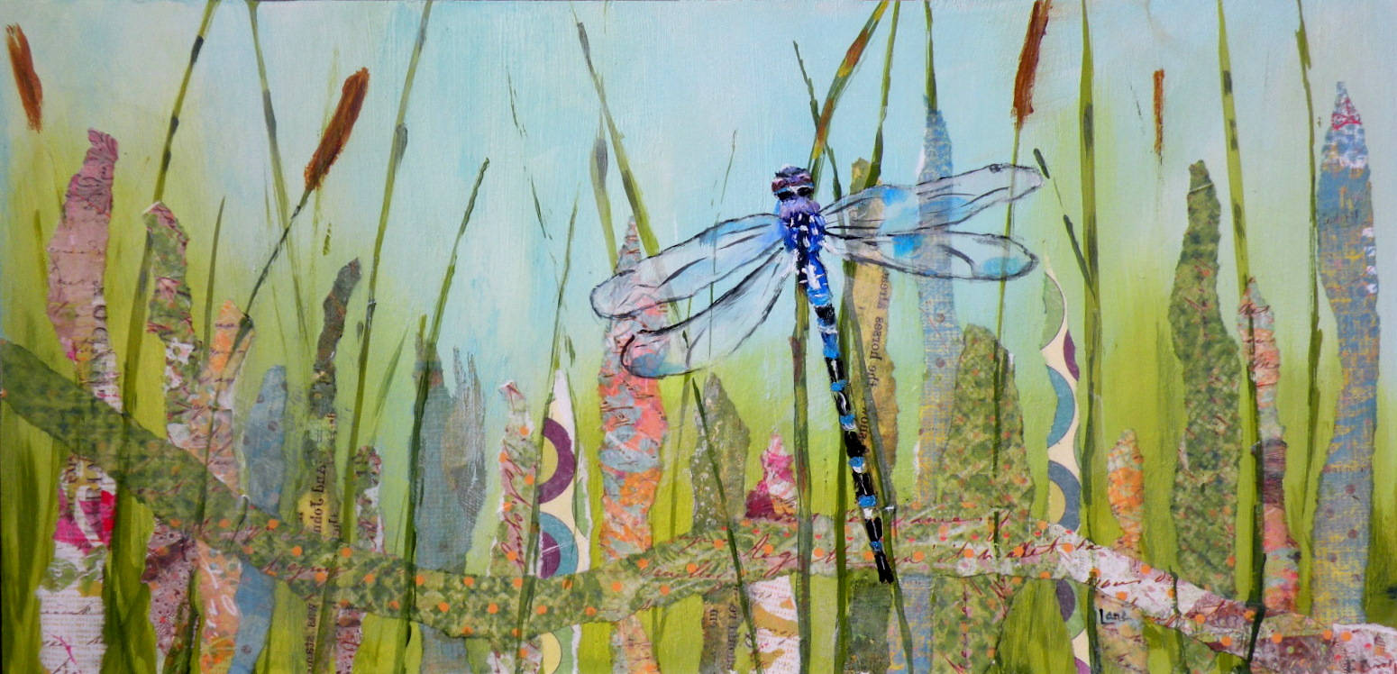 Dragonfly On Grass Art Background