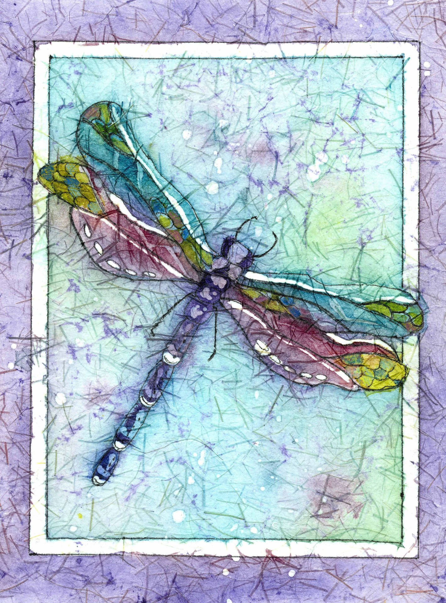 Dragonfly Stained Glass Art Style Background