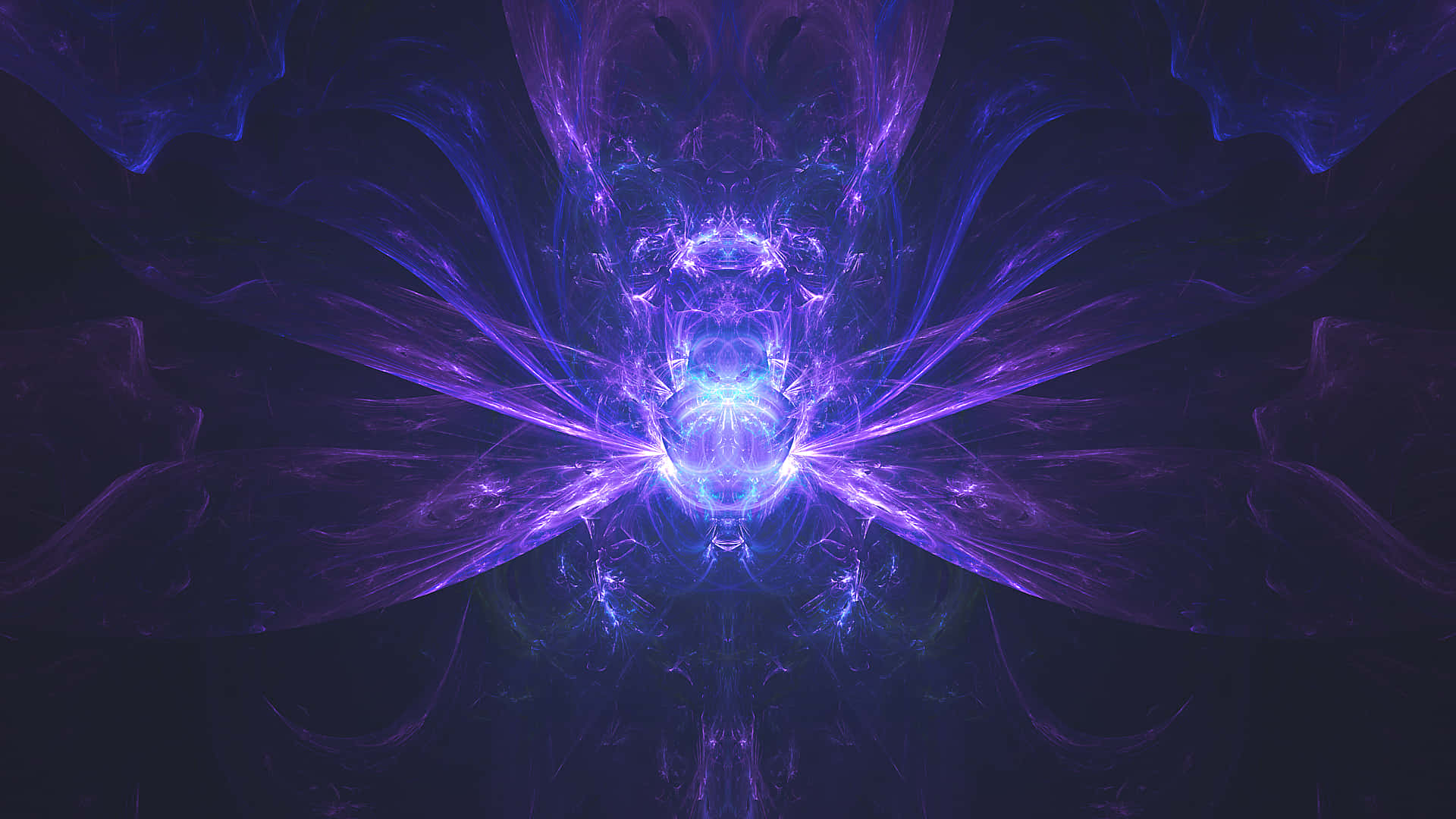 Dragonfly With Ultraviolet Glowing Rays Background