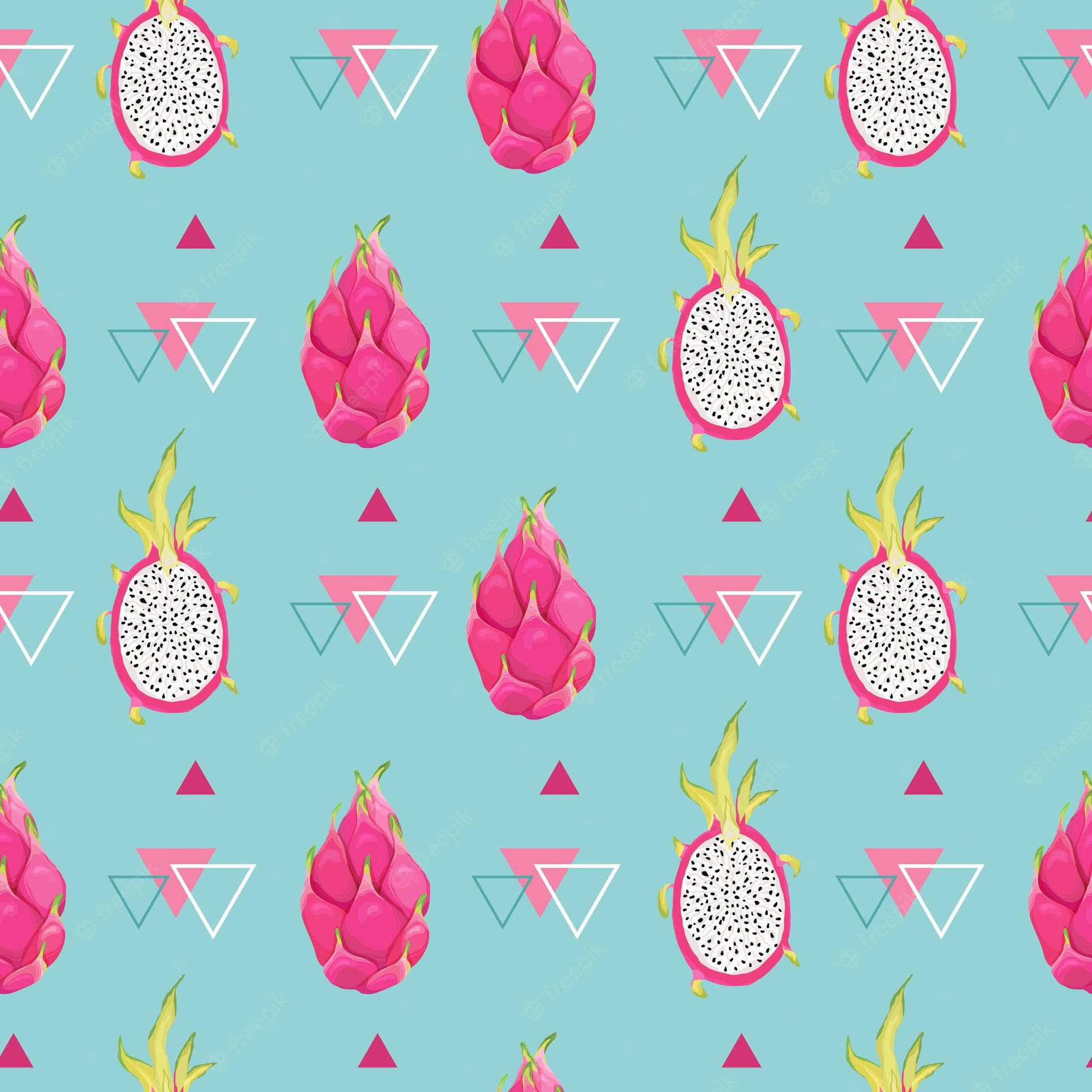 Dragonfruit Cute Patterns Pastel Green Background