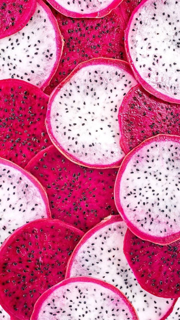 Dragonfruit Thin Slices Portrait Pattern Background