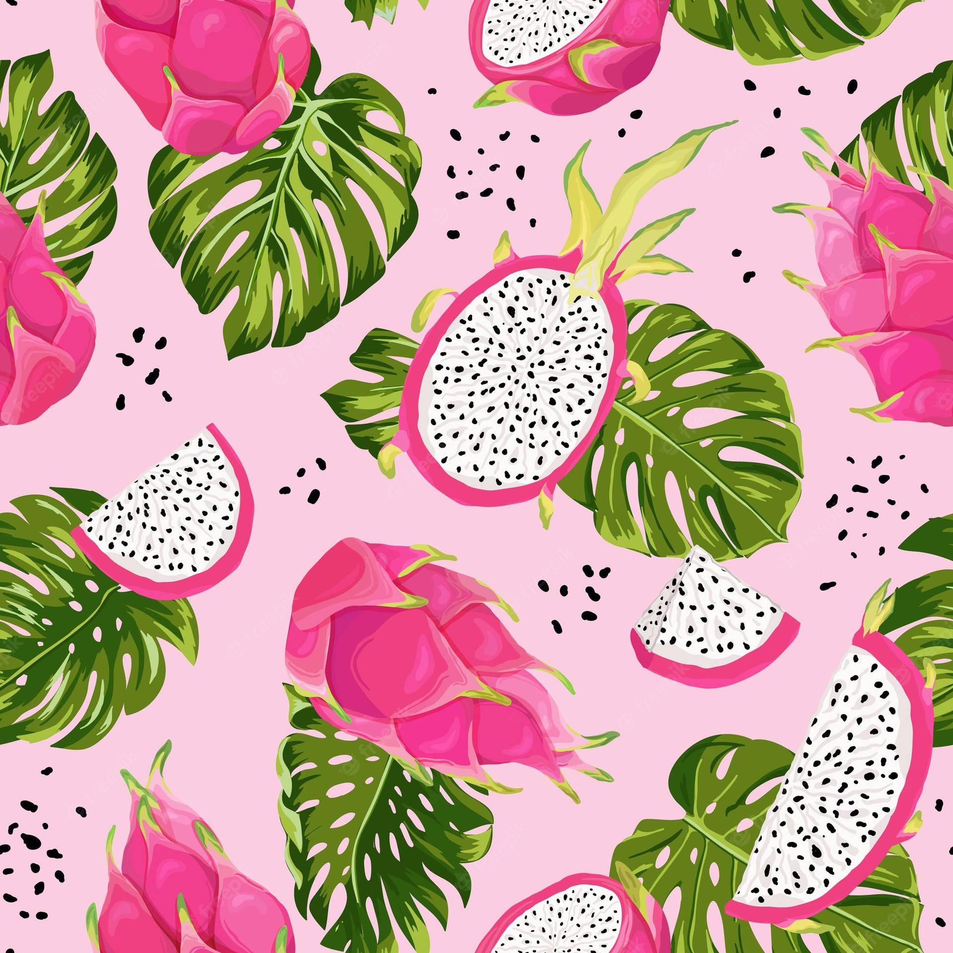 Dragonfruit Tropical Pattern Cute Background Background