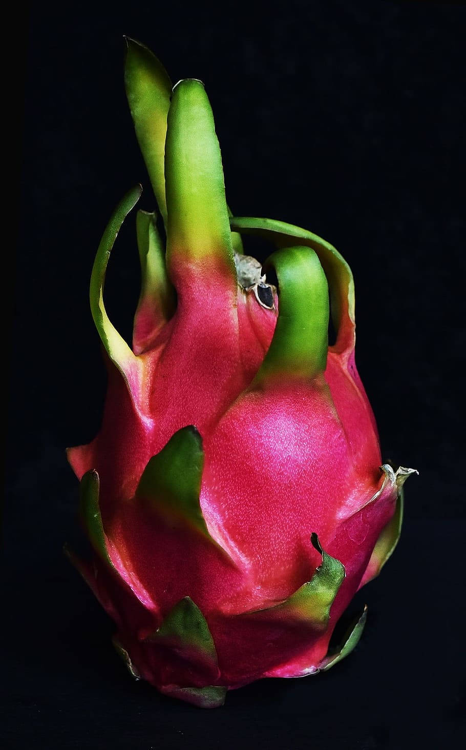 Dragonfruit Whole Fruit Black Background Photography