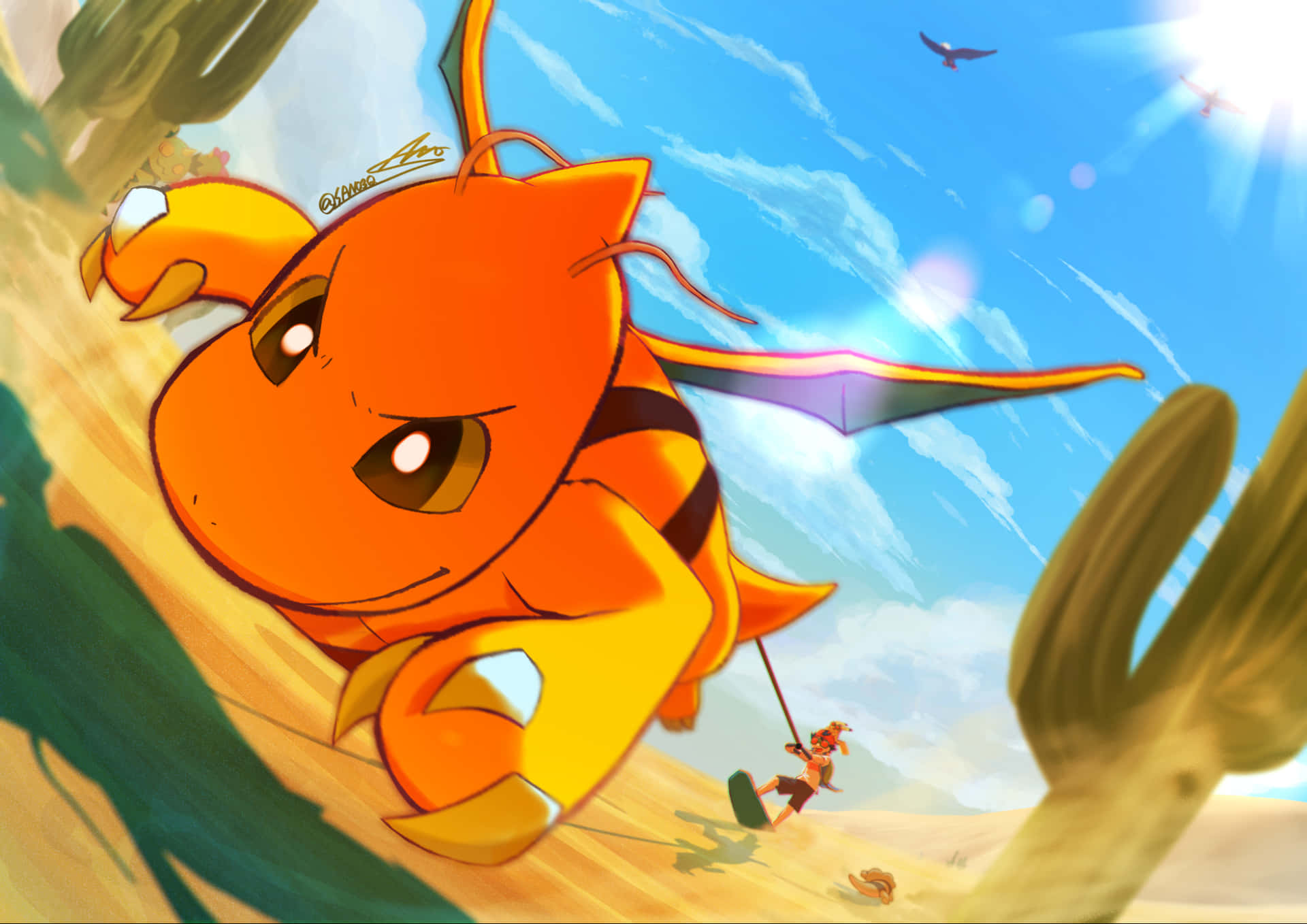 Dragonite And Braviary In The Desert