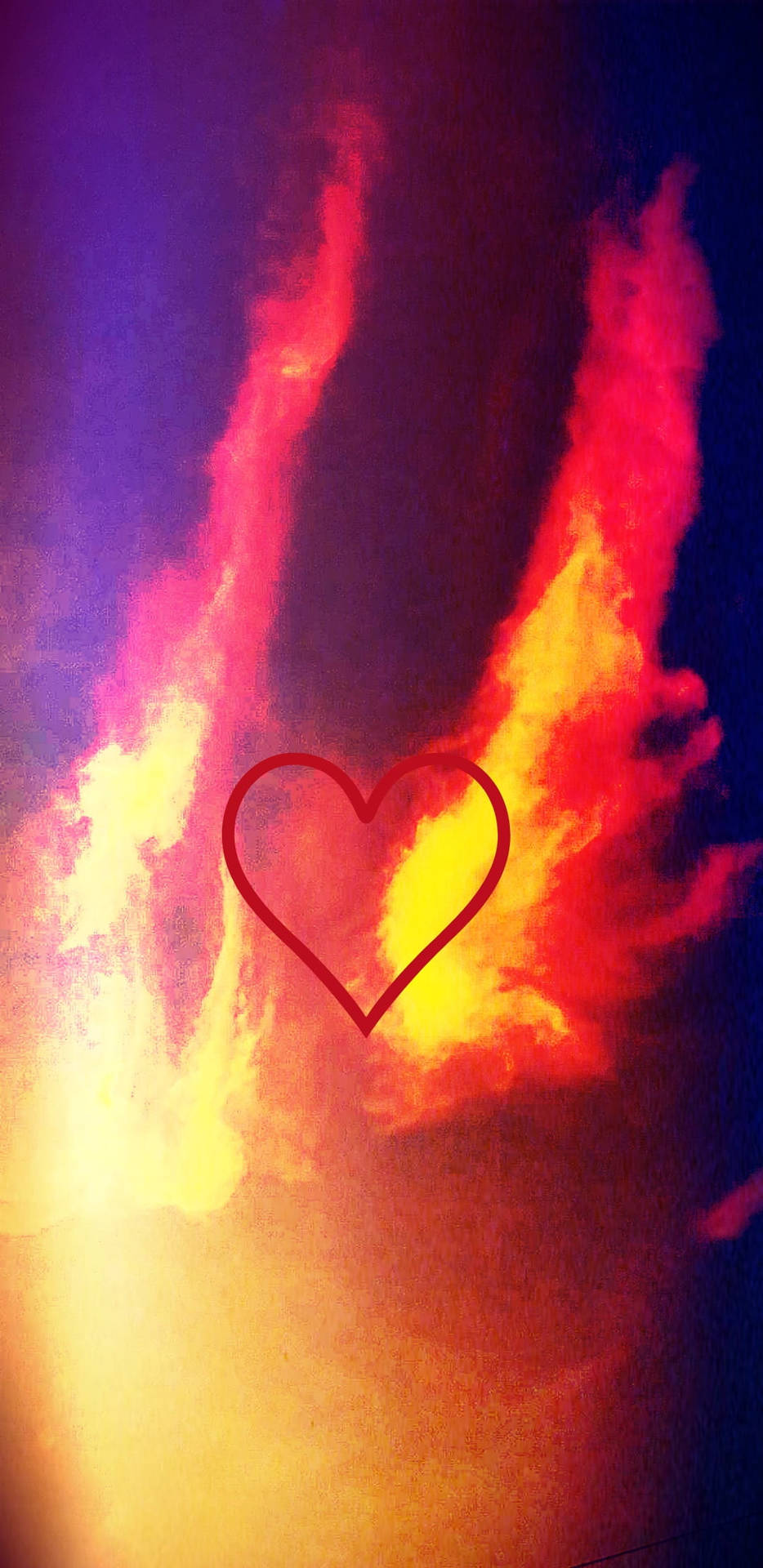 Dramatic Aesthetic Heart With Flames Background