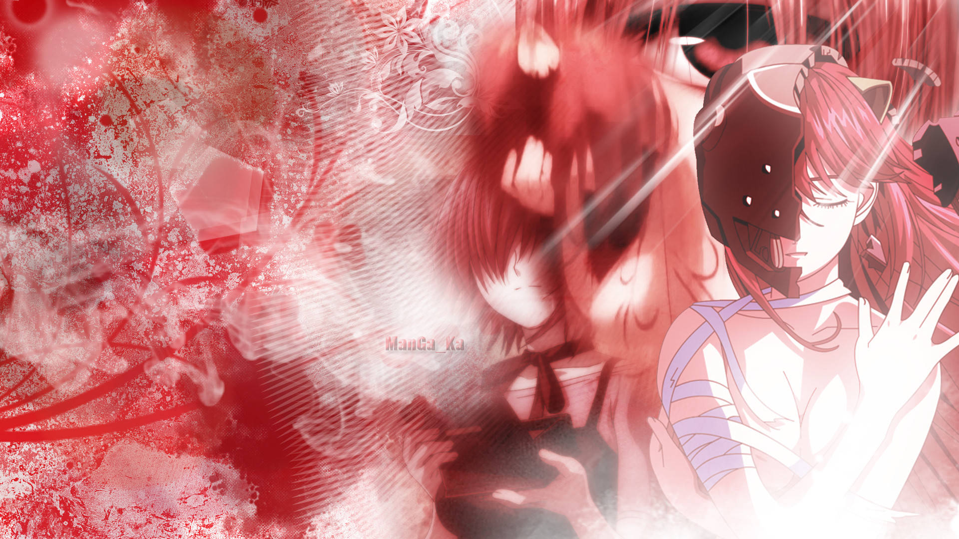 Dramatic Art Illustration From Elfen Lied Anime Series Background