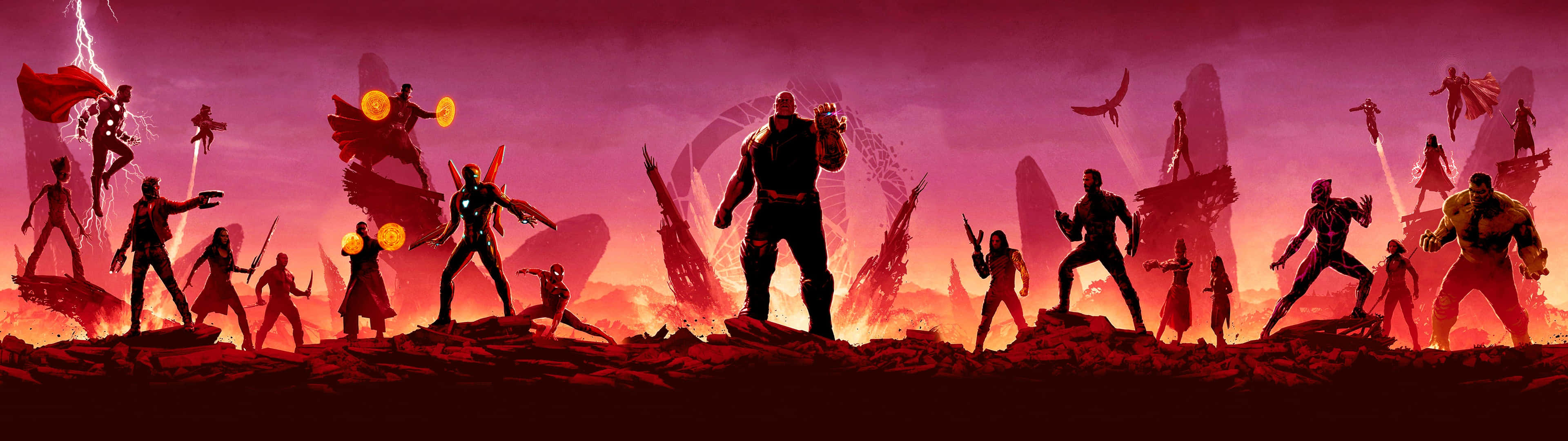 Dramatic Avengers Dual Screen Scene Background