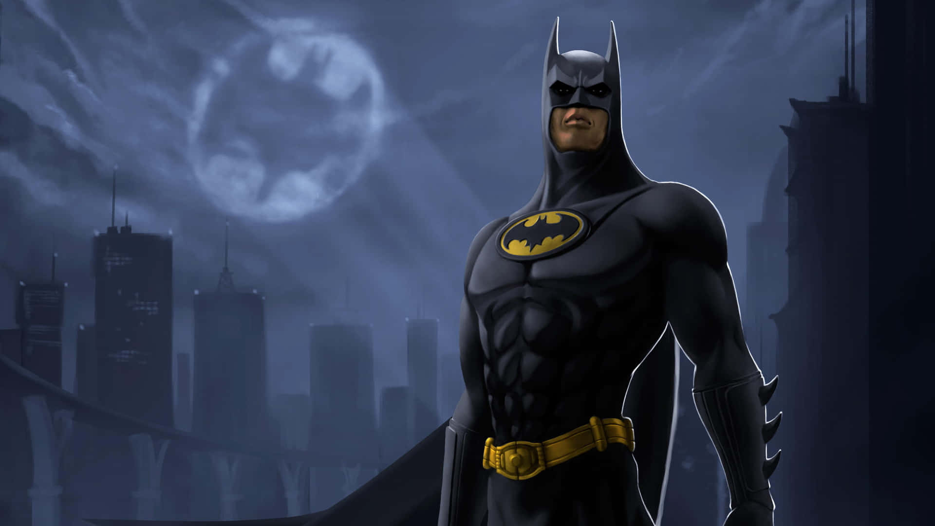 Dramatic Bat Signal Shines Bright In The Night Sky Background