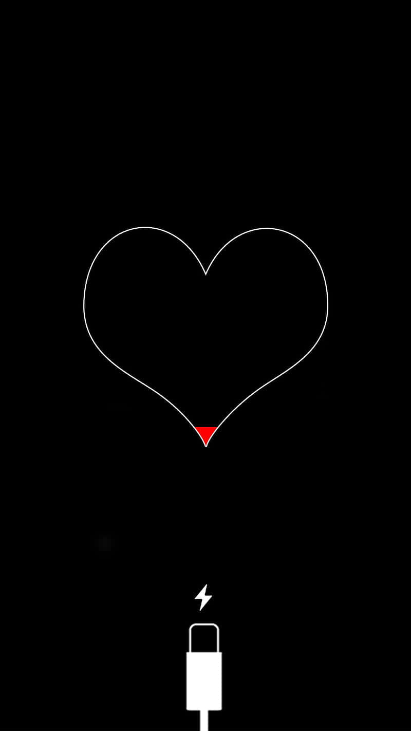 Dramatic Black Heart Iphone With Low Battery Background