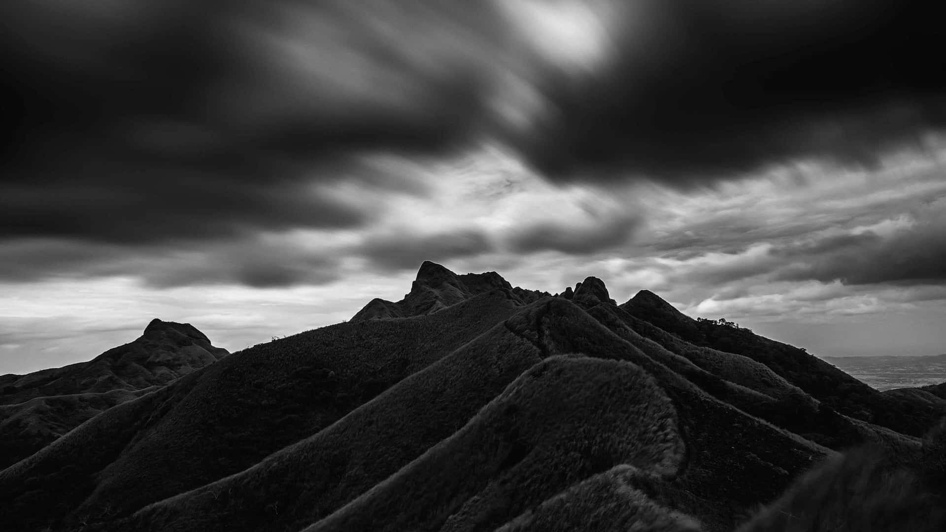 Dramatic Blackand White Mountain Landscape