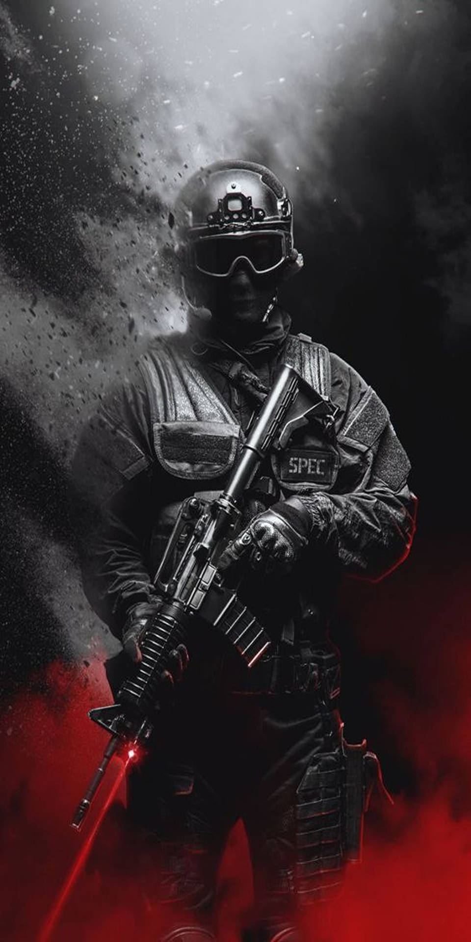 Dramatic Call Of Duty Phone Art With Red Smoke Background