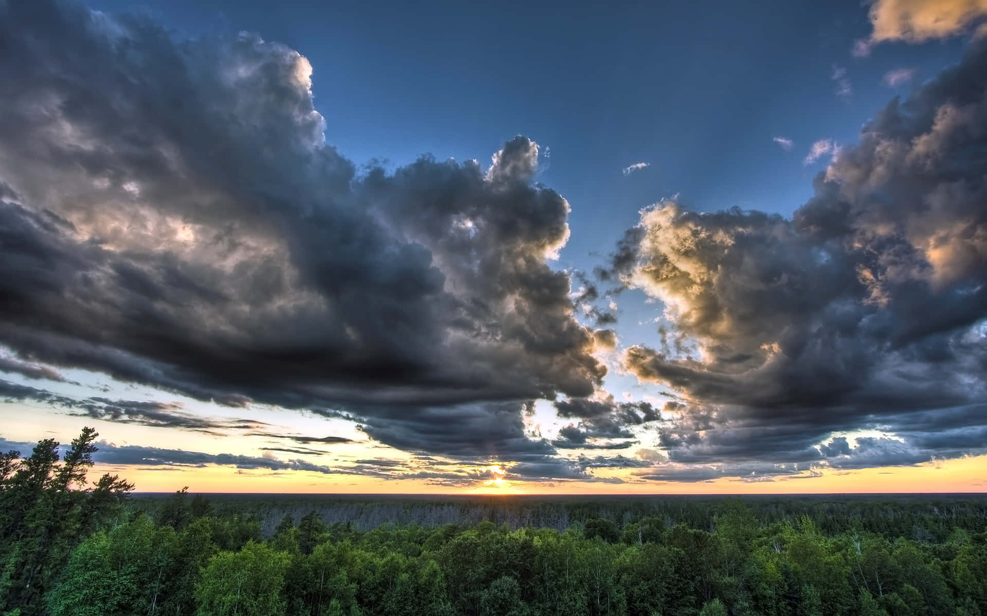 Dramatic Cloudy Sky At Sunset Background