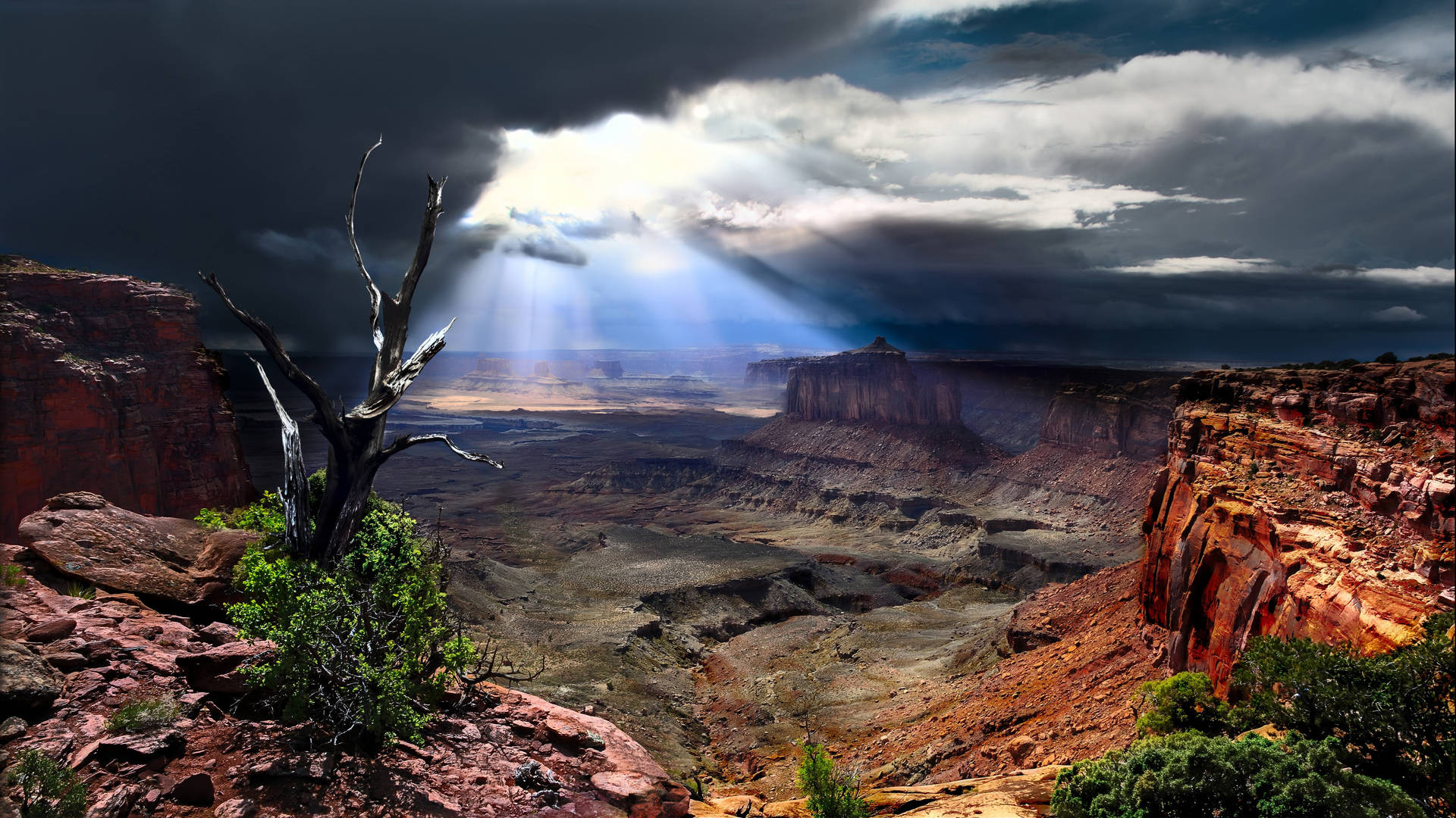 Dramatic Lighting Over Canyonlands National Park Background