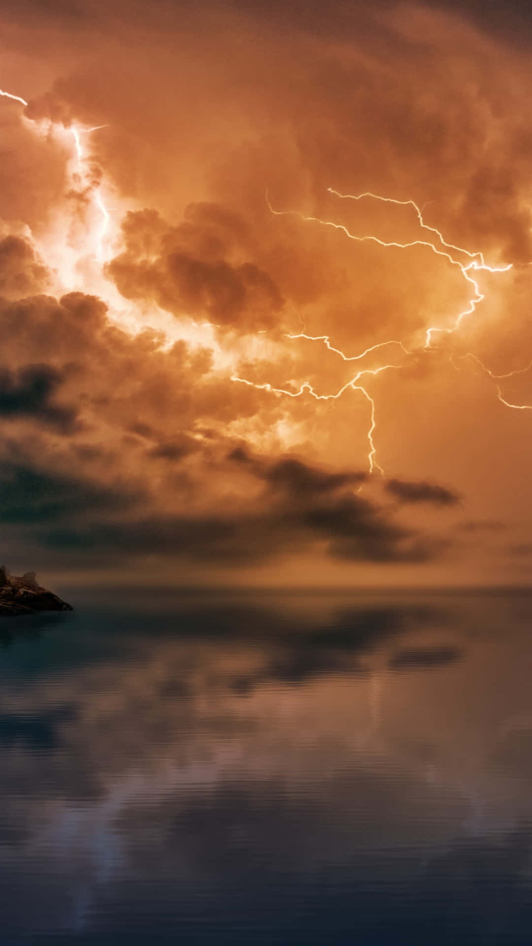 Dramatic Lightning Over Water Background