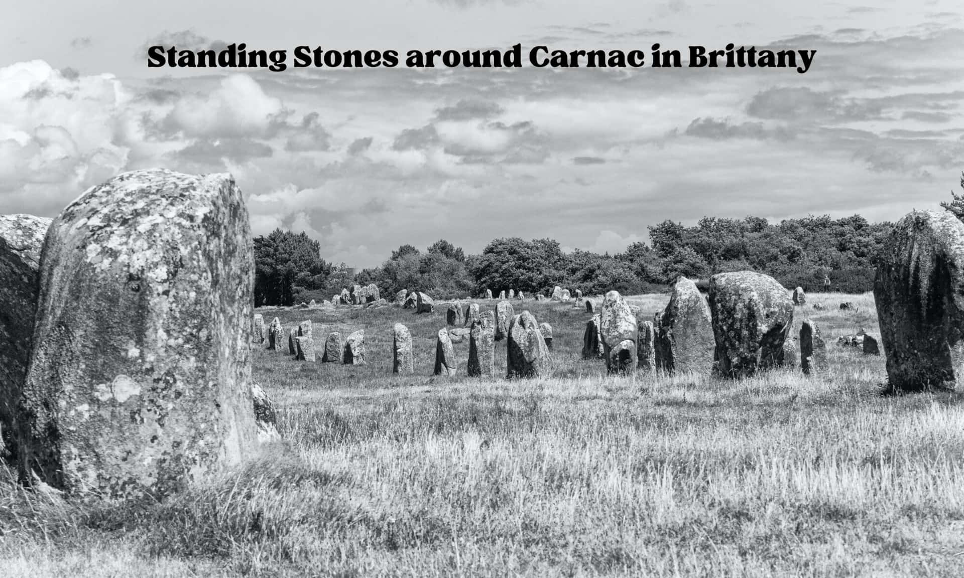 Dramatic Monochrome Shot Of Carnac Standing Stones, Brittany, France Background