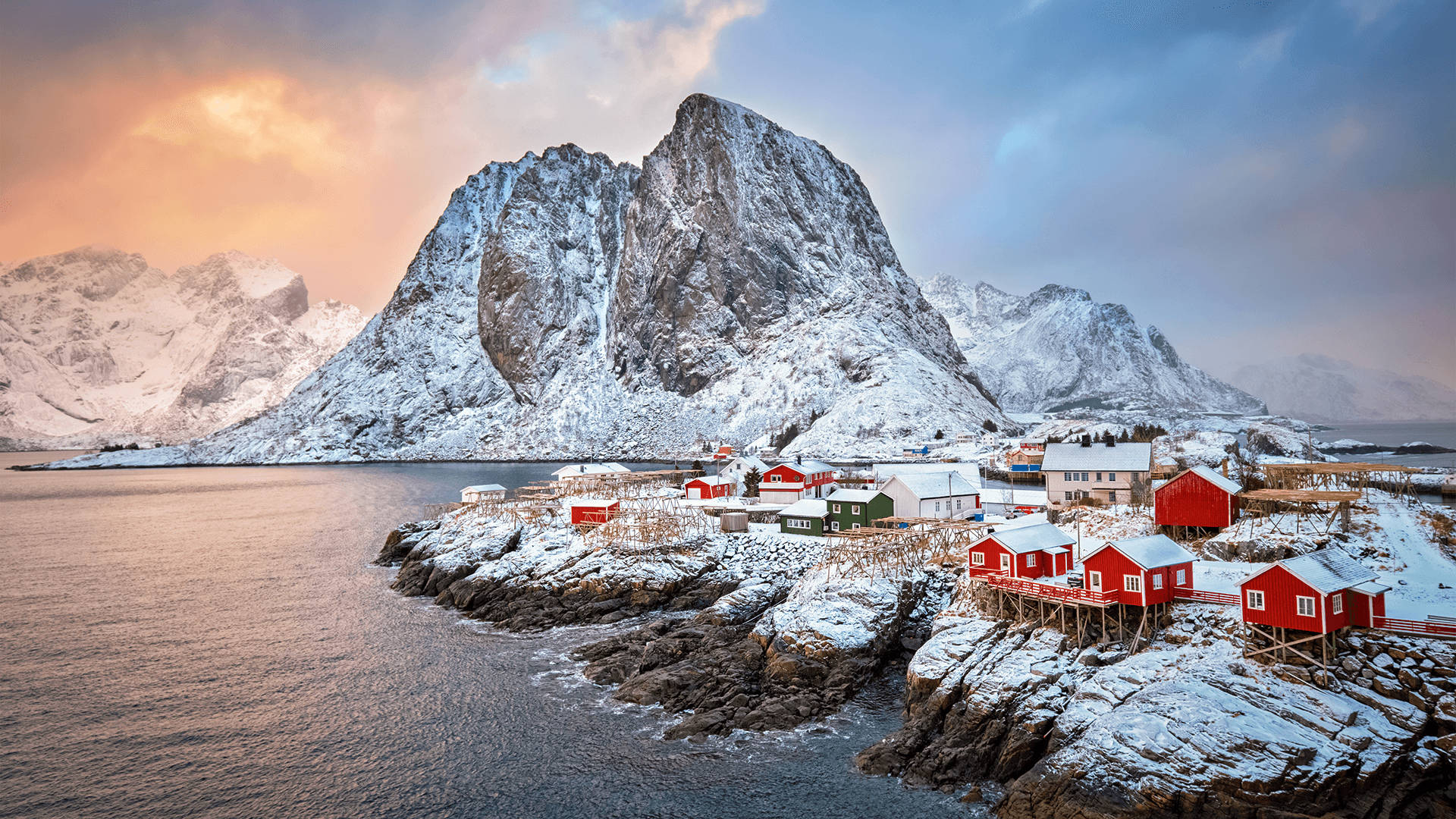 Dramatic Scenery In Lofoten Norway Screen Saver Background