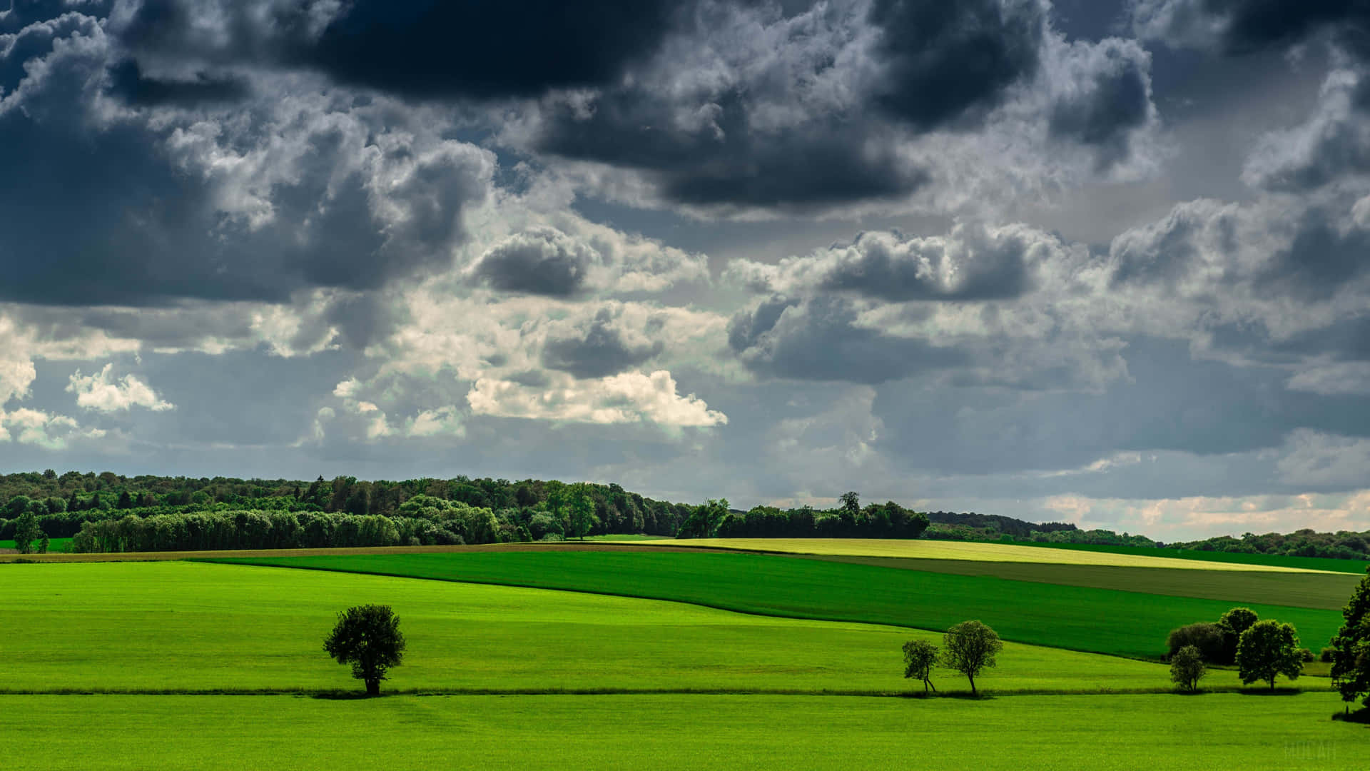 Dramatic Summer Sky Over Green Fields4 K Ultra Wide.jpg Background