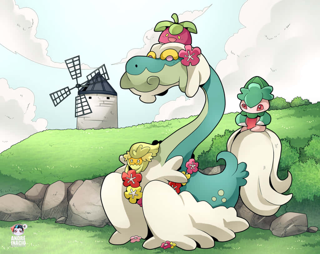 Drampa Comfey And Formantis Background