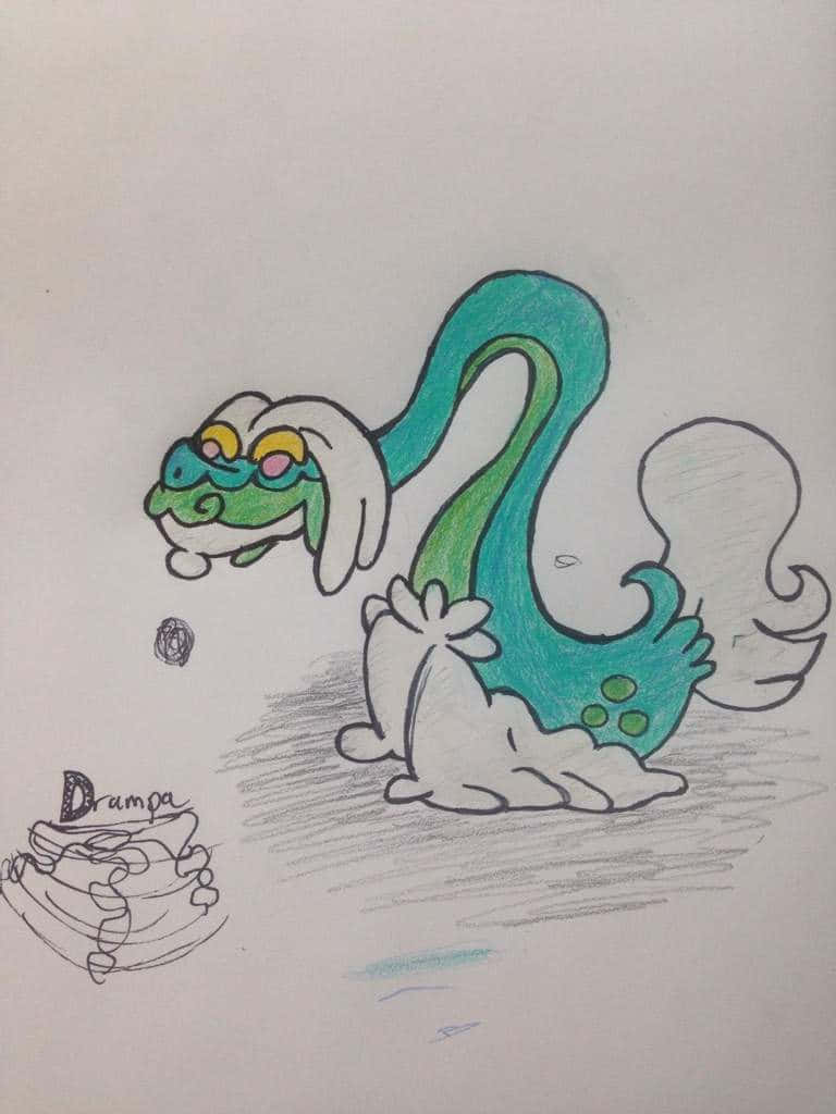 Drampa Drawing On White Paper Background
