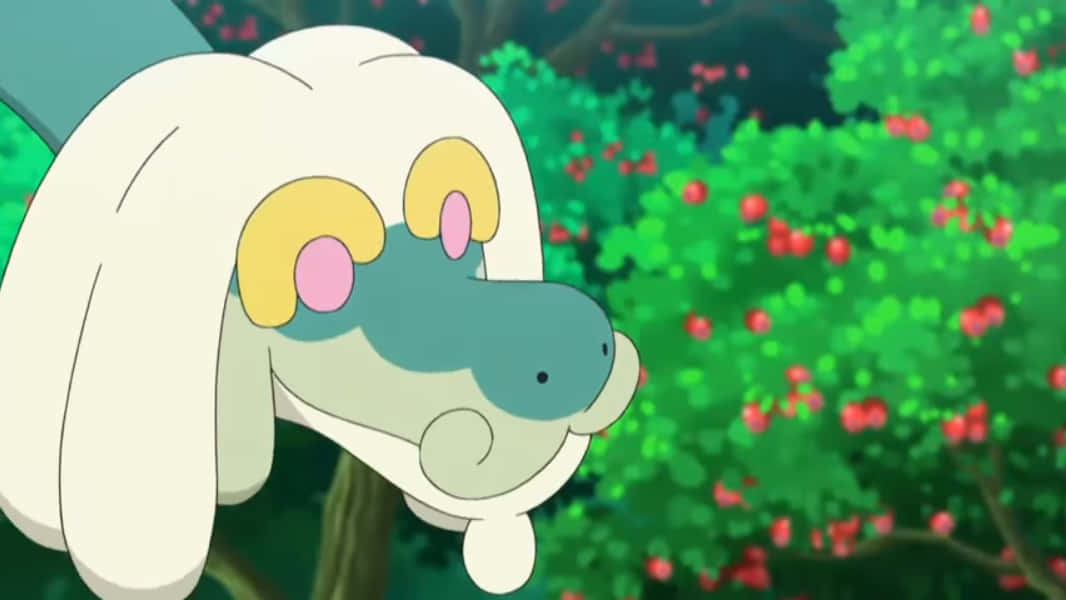 Drampa Face And Fruit-bearing Tree Background