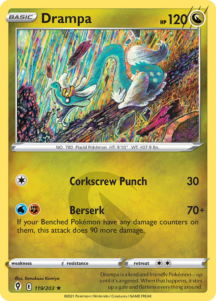 Drampa Trading Card Attacks Background