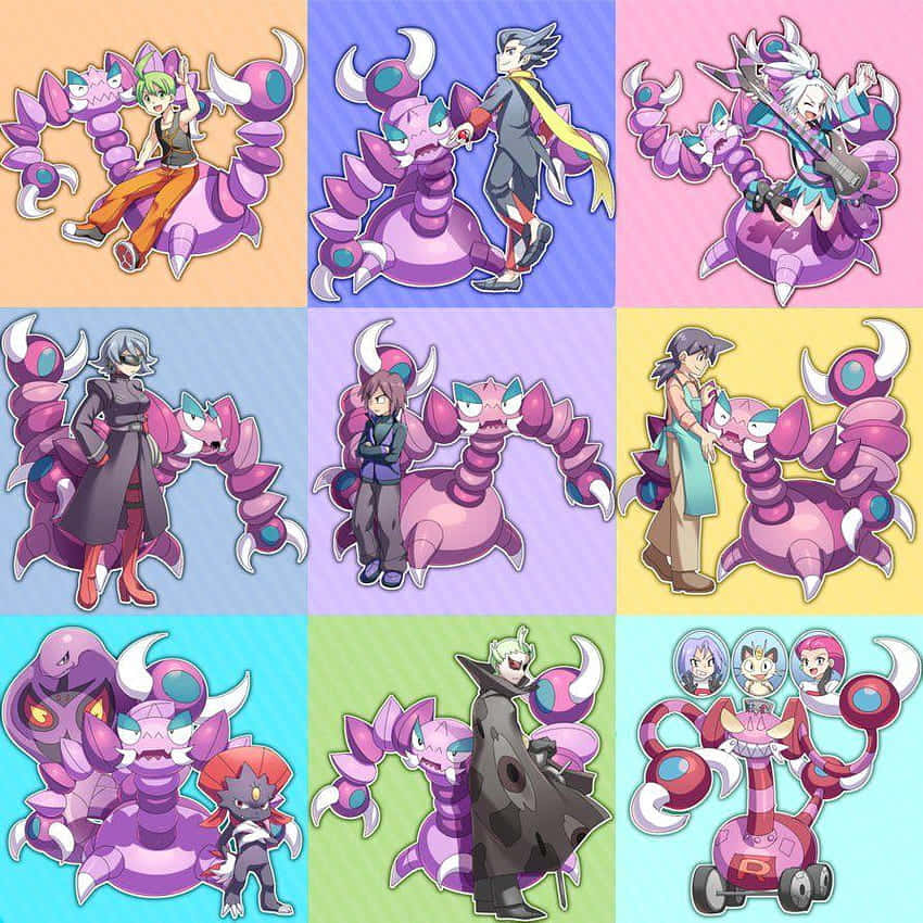 Drapion Posing With Trainers Background