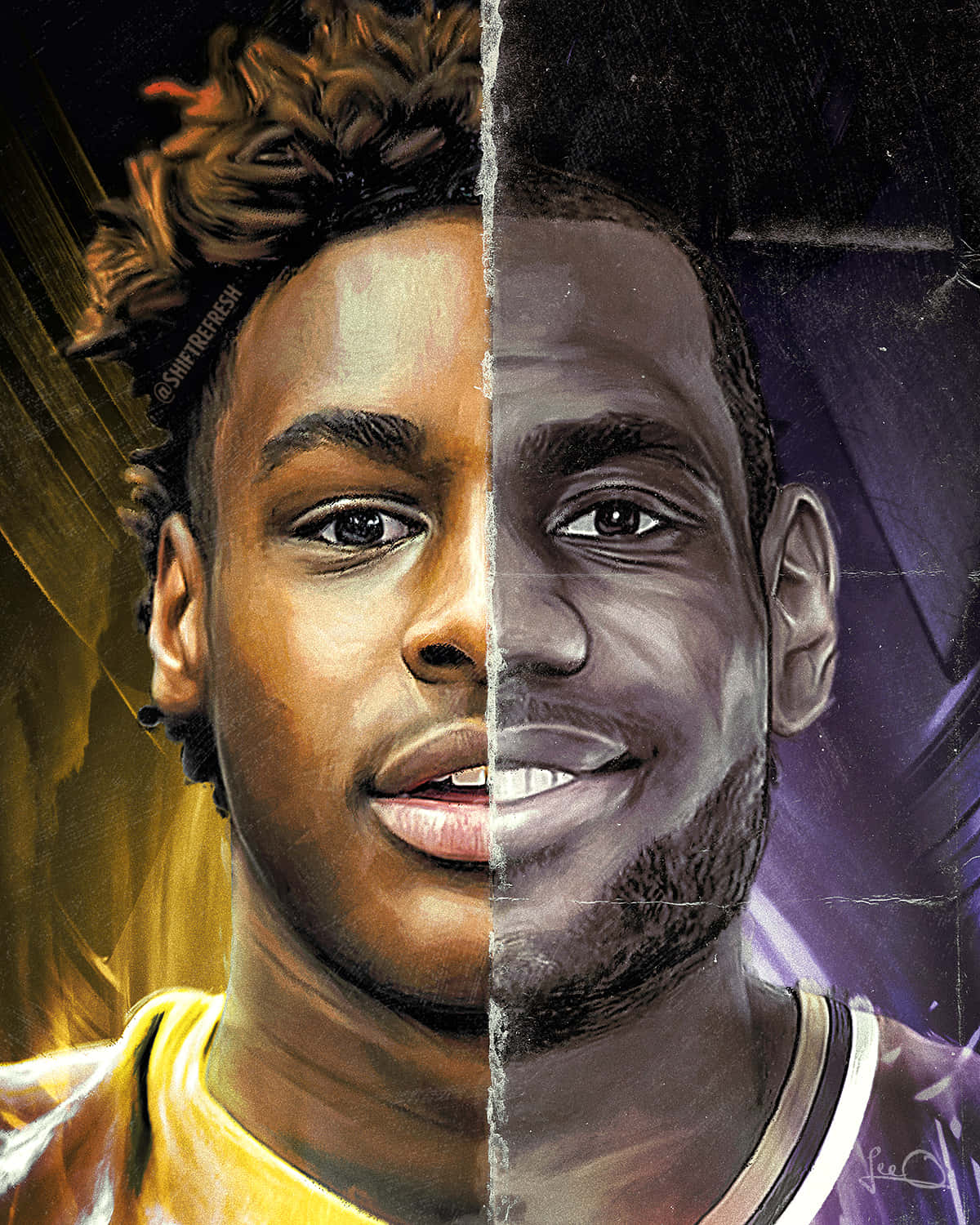 Drawing Of Bronny James And Lebron James Background