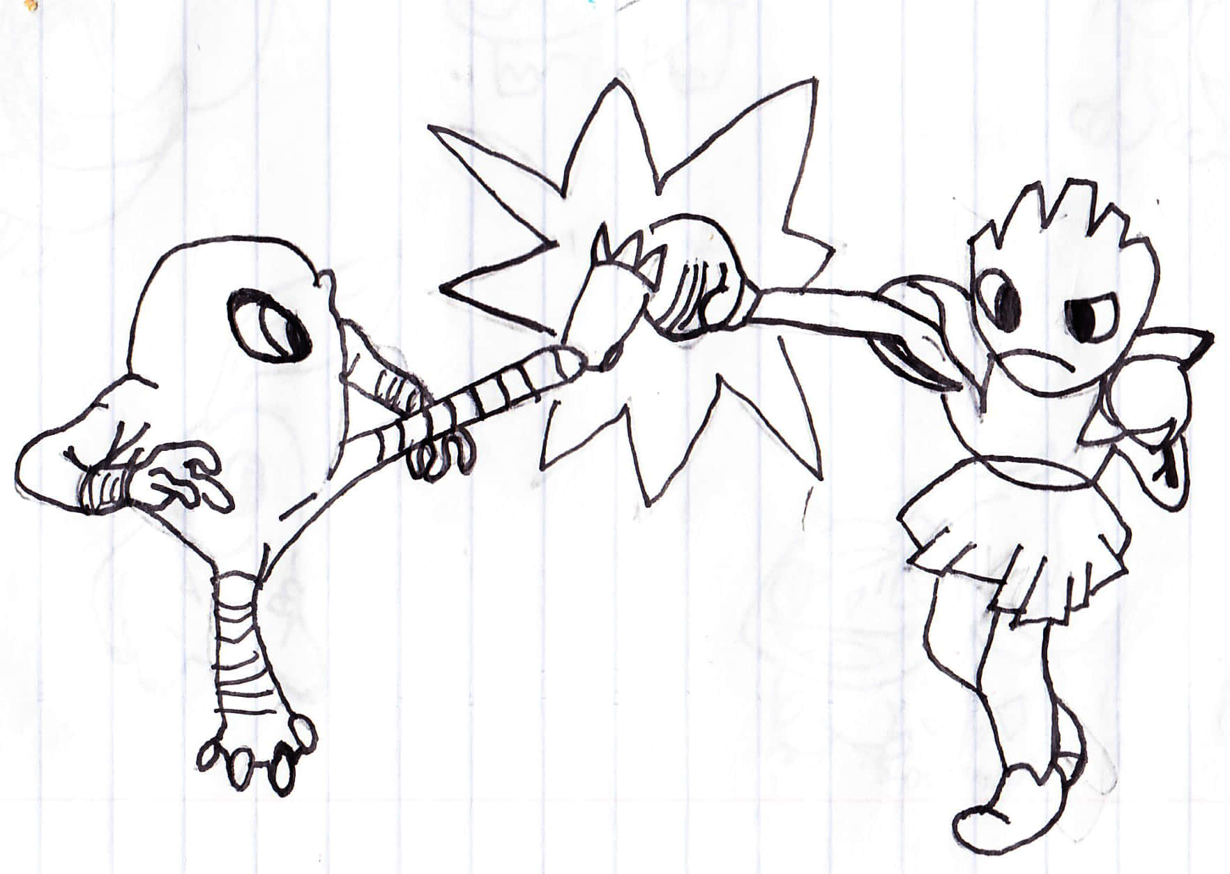 Drawing Of Hitmonlee Versus Hitmonchan