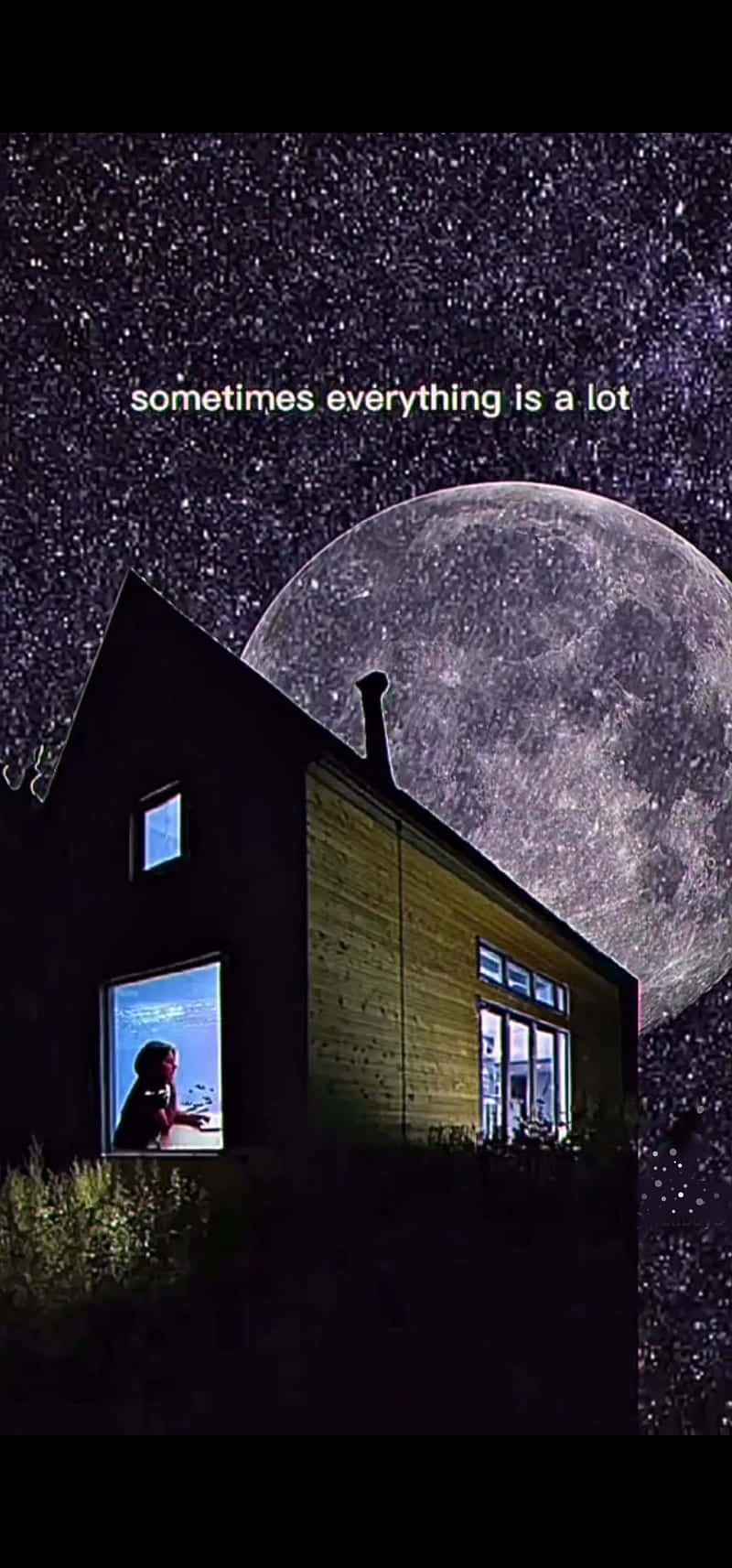 Dream Aesthetic House And Full Moon Background