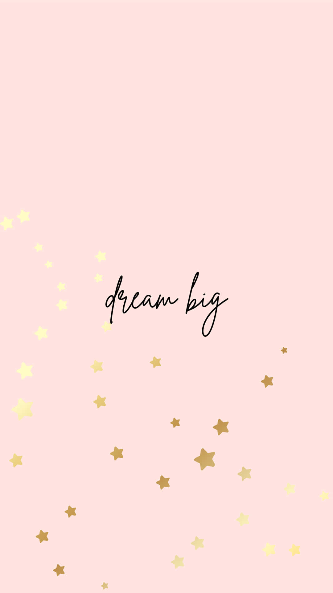 Dream Big - Pink Background With Gold Stars Background