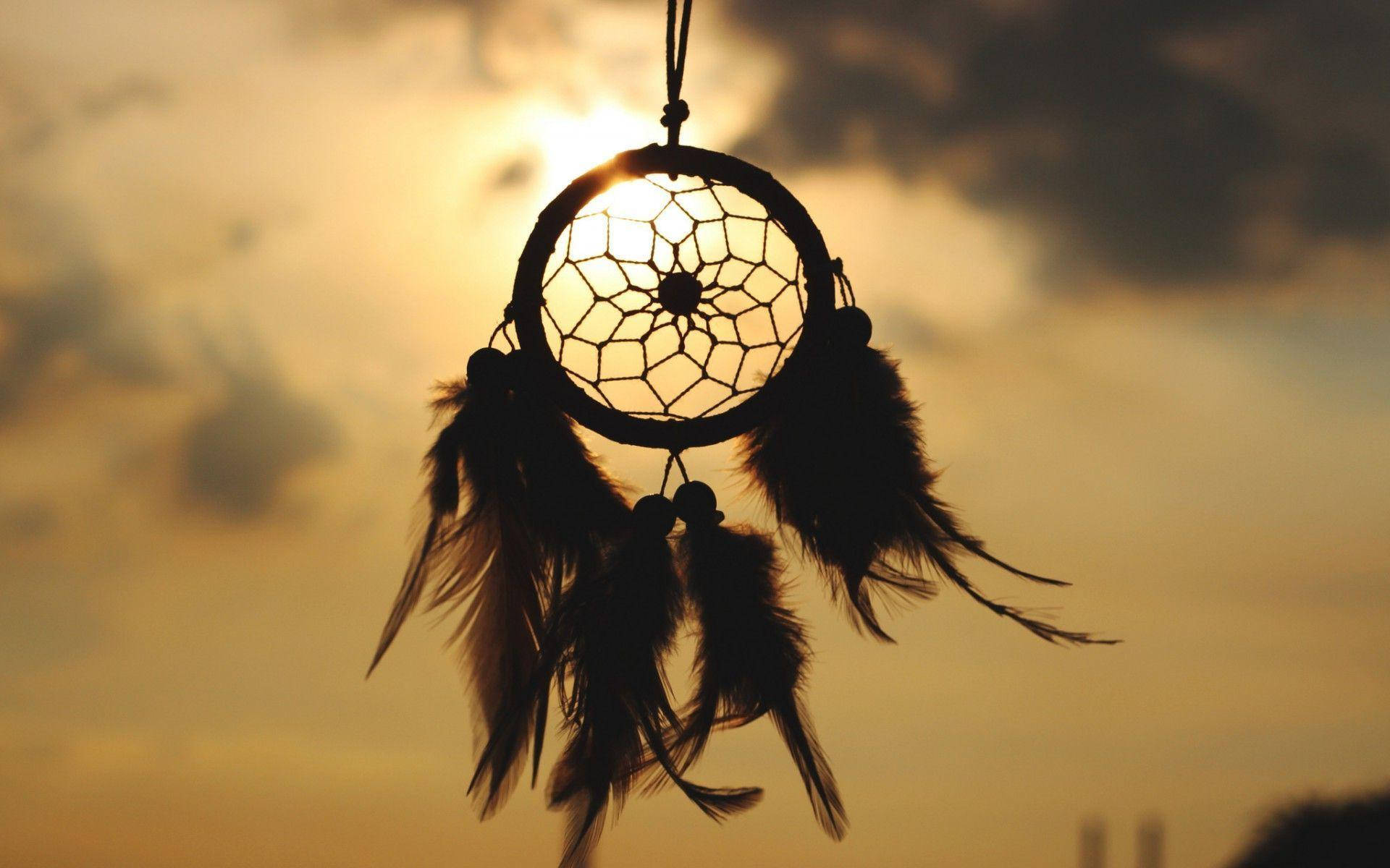 Dream Catcher With Cloudy Sky Background