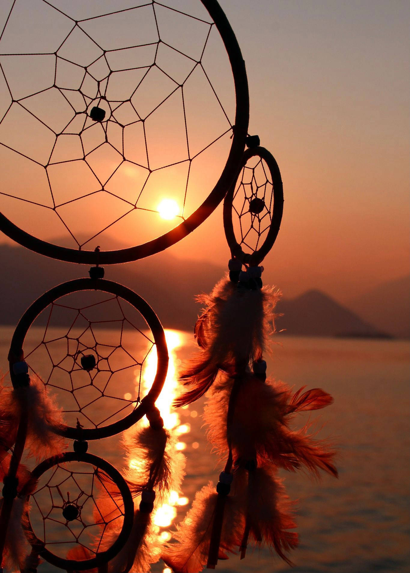 Dream Catcher With Sunset Background