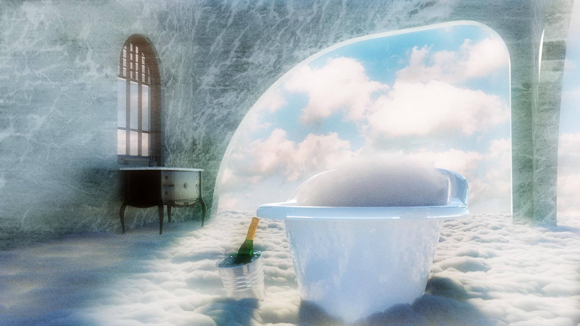 Dreamcore Bathtub In The Sky Background