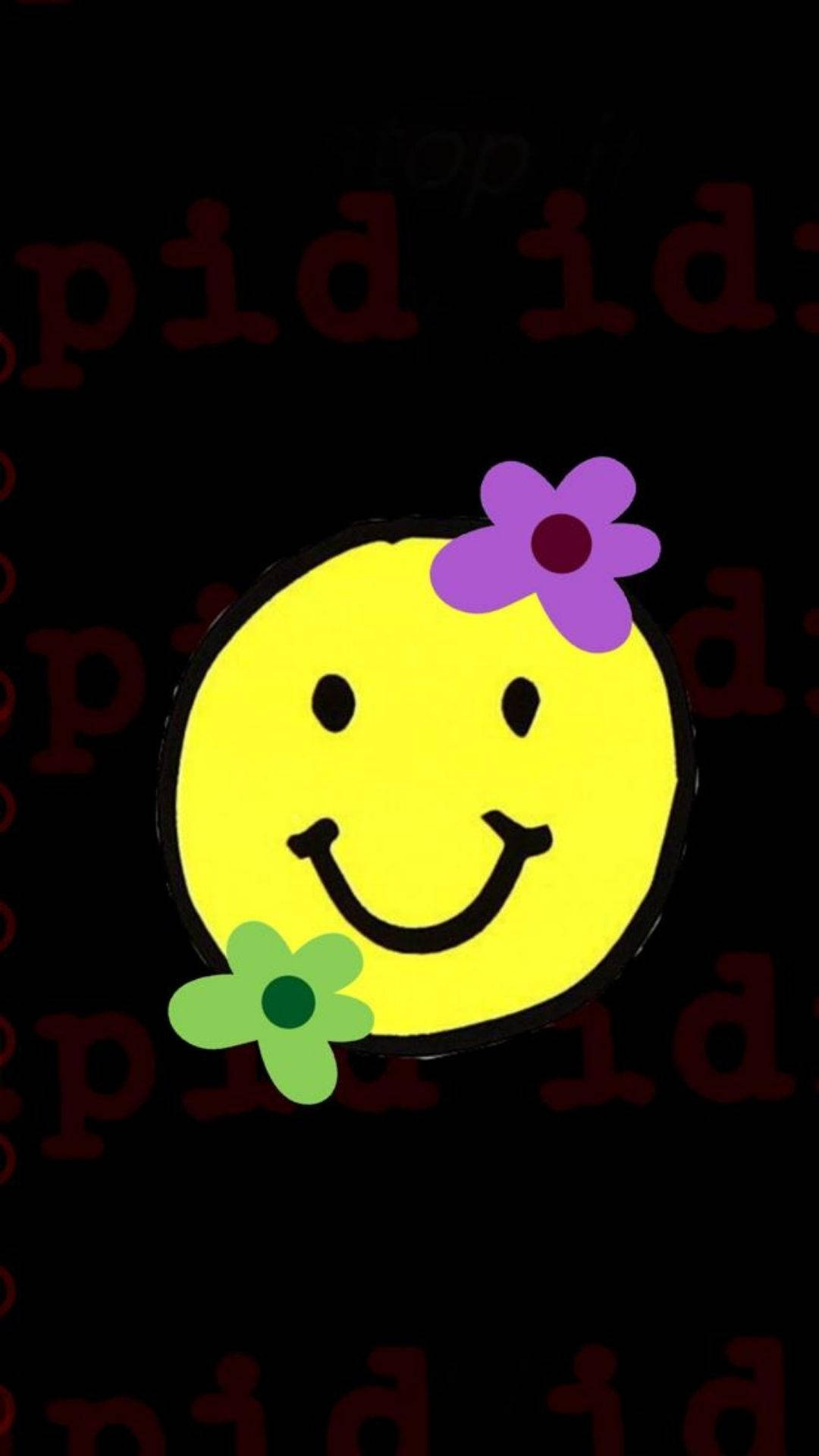Dreamcore Emoticon With Flowers Background