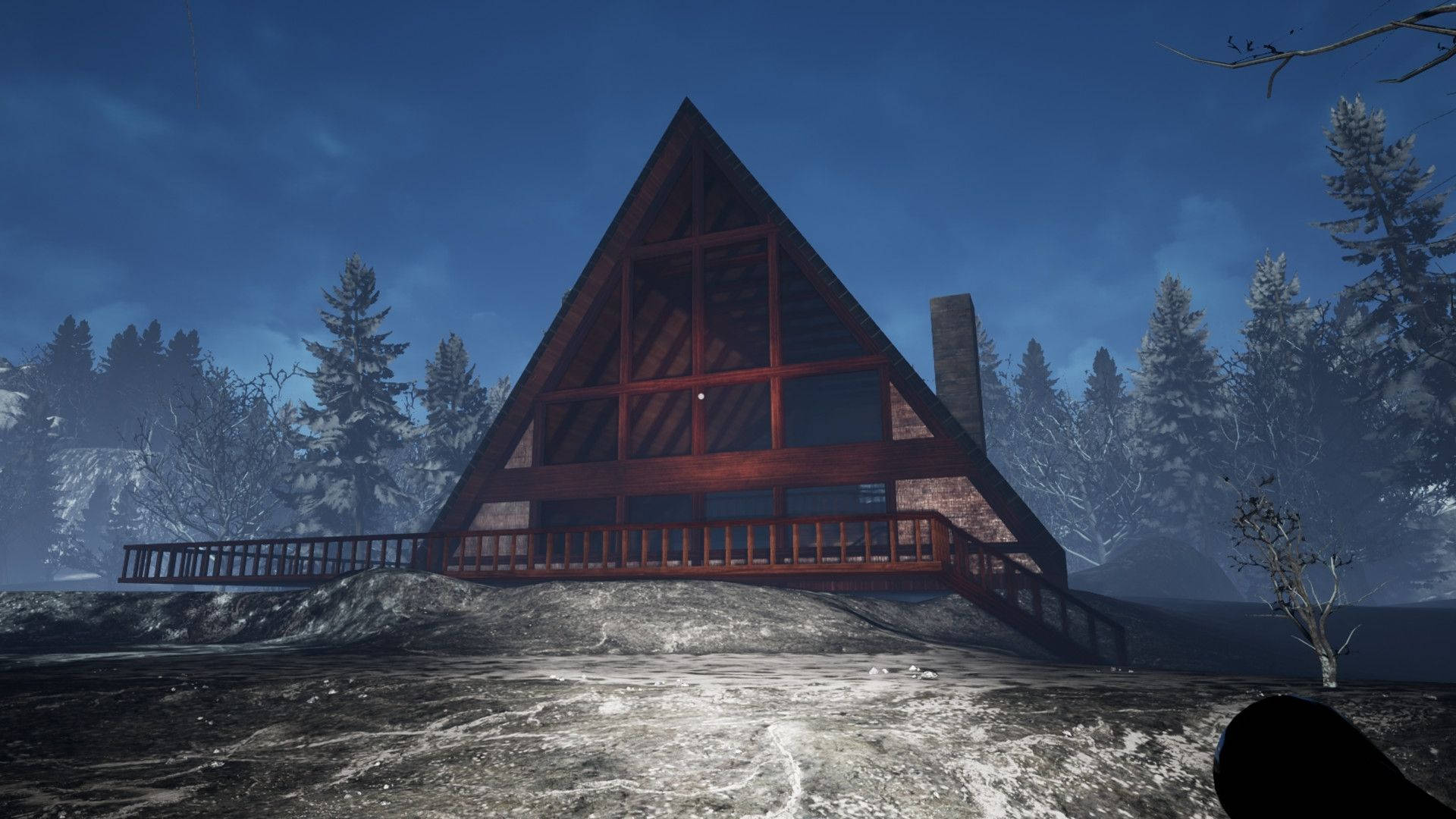 Dreamcore Illustration Of A Futuristic Triangle House Background