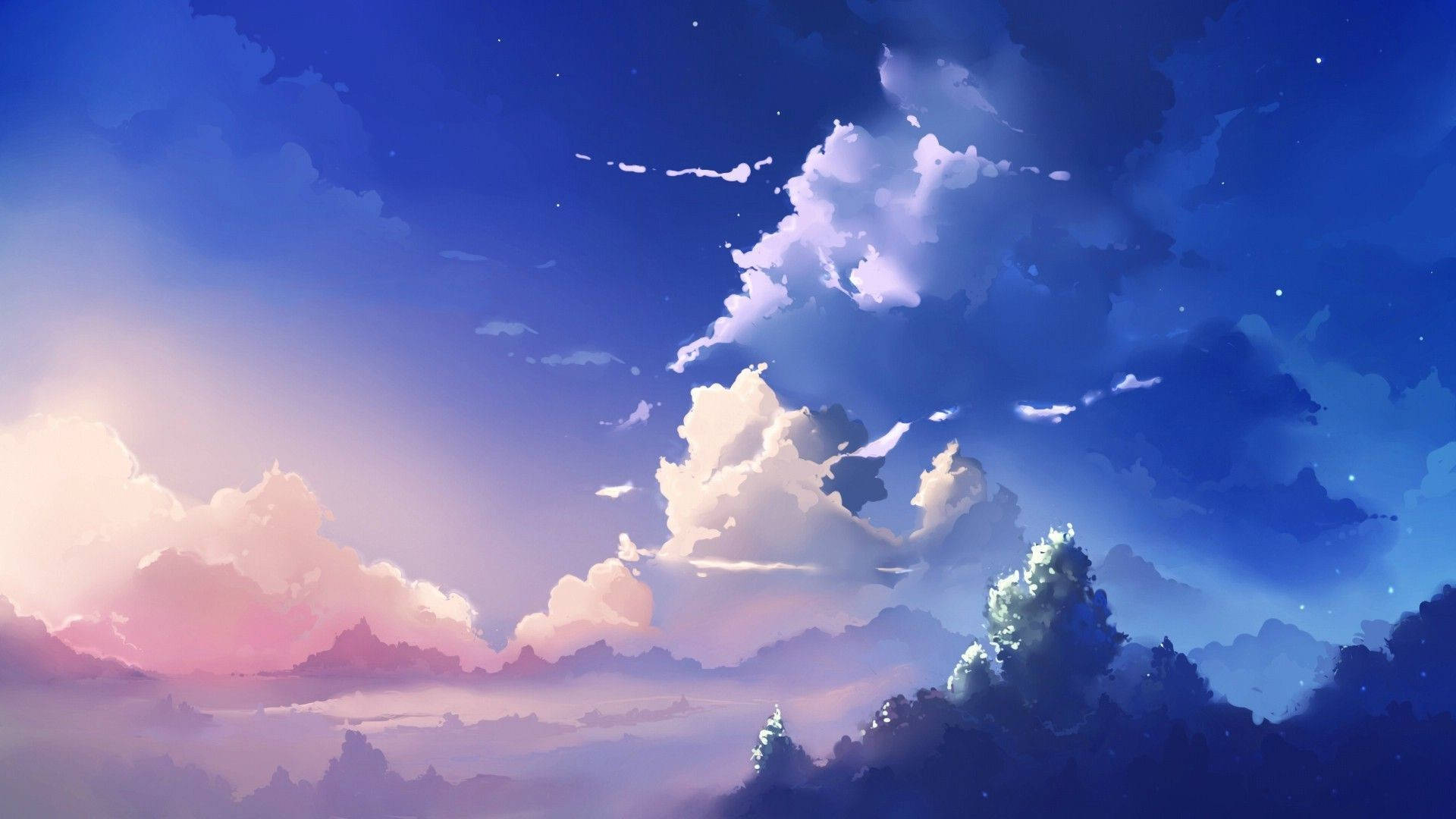 Dreamy Anime Cloud Artwork Background