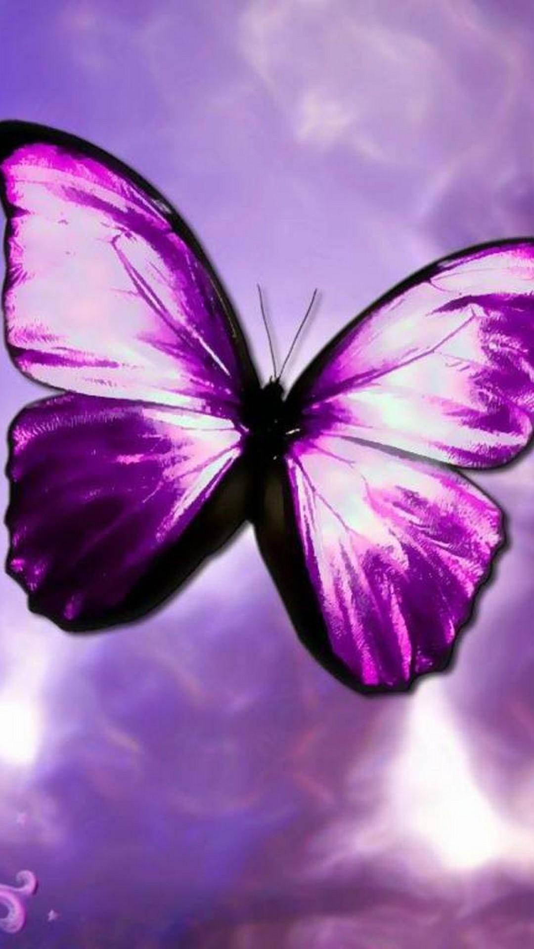 Dreamy Cloudy Purple Butterfly Phone Background