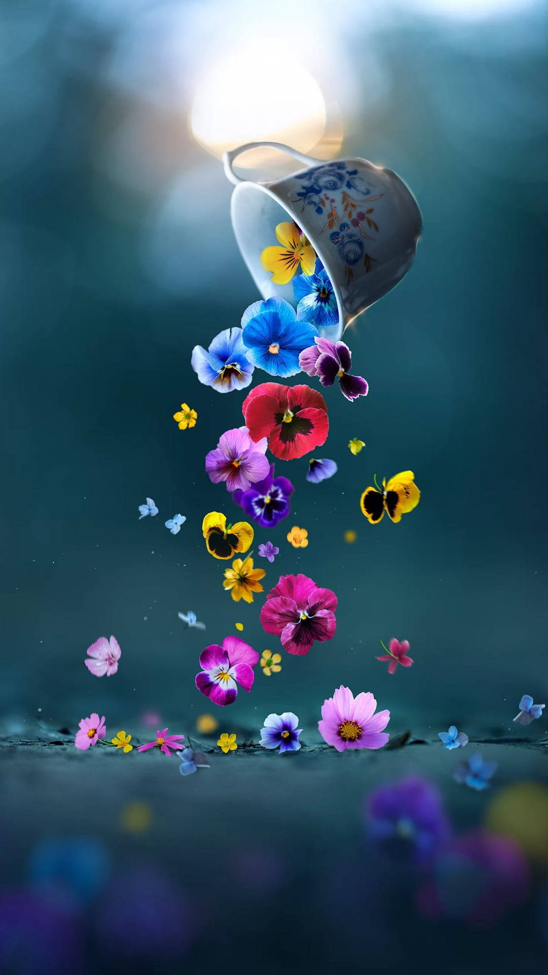 Dreamy Flower Rain Mobile Wallpaper